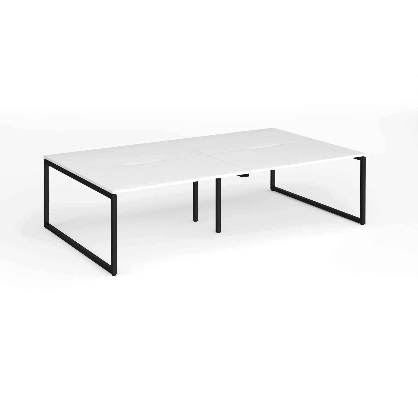 Picture of Connex Plus O Frame 2800 x 1600 x 725mm Back to Back Desk ( 4 x 1400mm ) - Black Frame / White Top