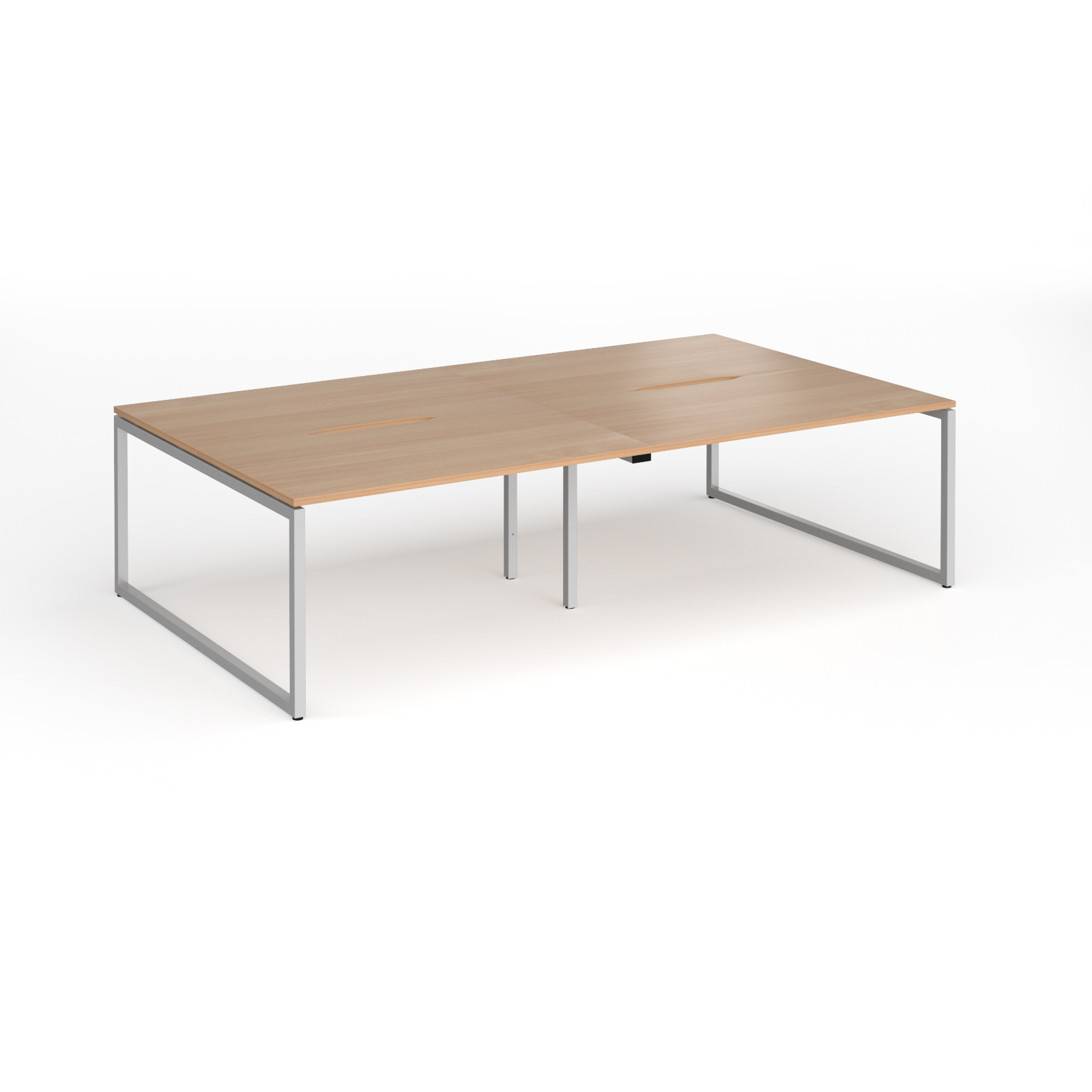 Picture of Connex Plus O Frame 2800 x 1600 x 725mm Back to Back Desk ( 4 x 1400mm ) - Silver Frame / Beech Top