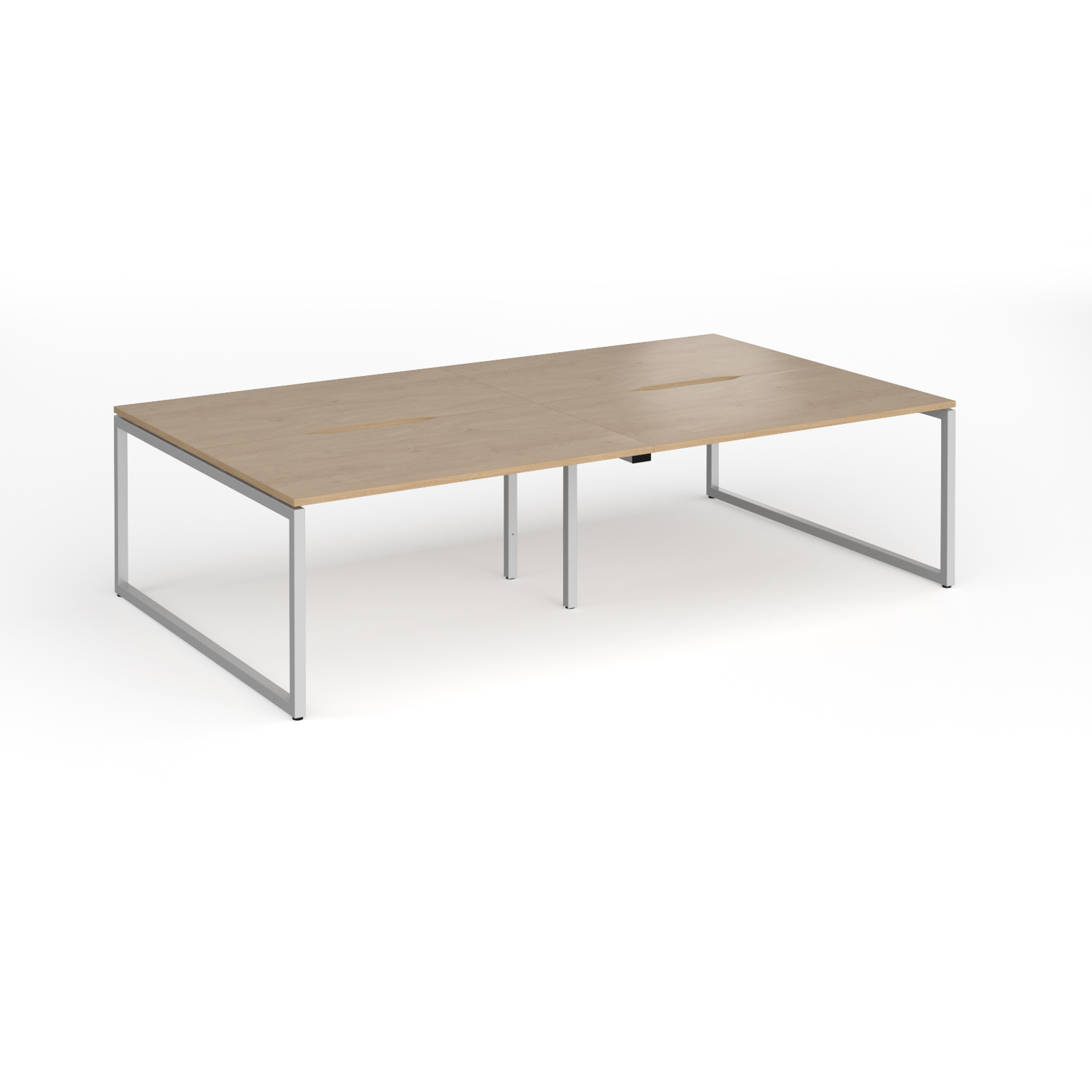 Picture of Connex Plus O Frame 2800 x 1600 x 725mm Back to Back Desk ( 4 x 1400mm ) - Silver Frame / Kendal Oak Top