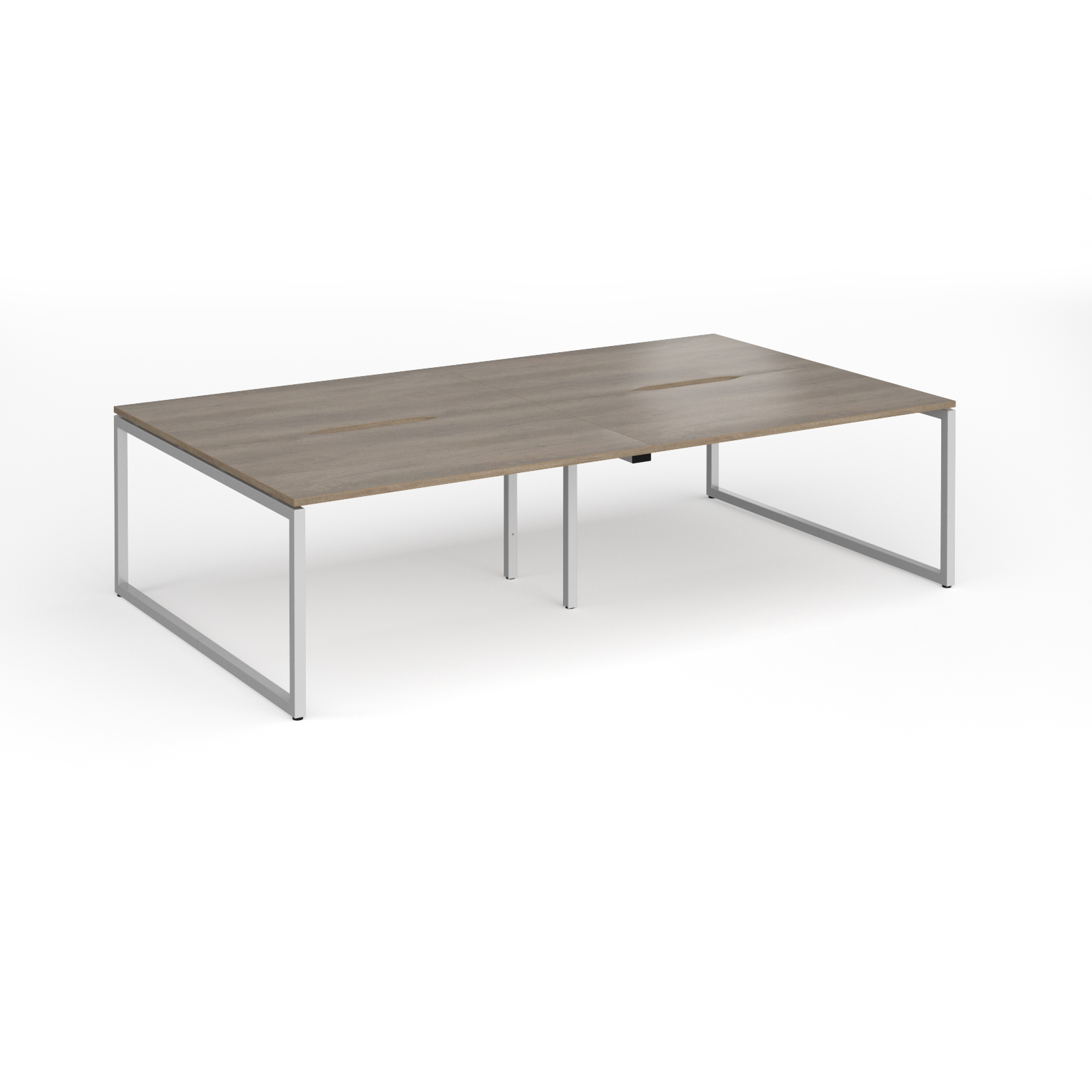 Picture of Connex Plus O Frame 2800 x 1600 x 725mm Back to Back Desk ( 4 x 1400mm ) - Silver Frame / Nebraska Oak Top