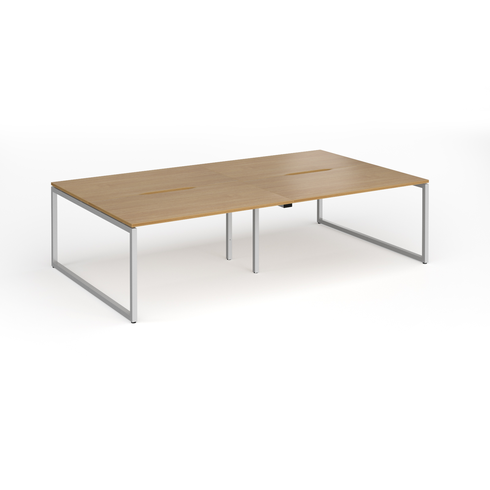Picture of Connex Plus O Frame 2800 x 1600 x 725mm Back to Back Desk ( 4 x 1400mm ) - Silver Frame / Oak Top
