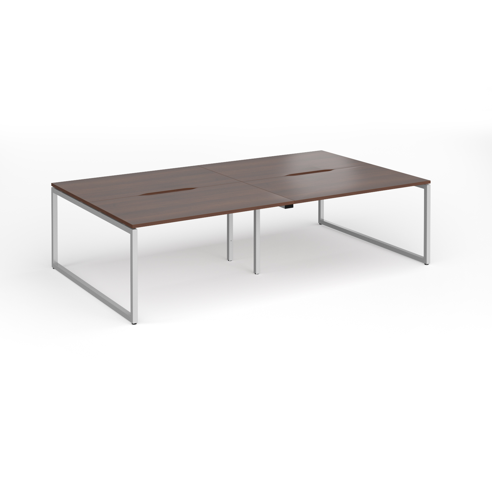 Picture of Connex Plus O Frame 2800 x 1600 x 725mm Back to Back Desk ( 4 x 1400mm ) - Silver Frame / Walnut Top