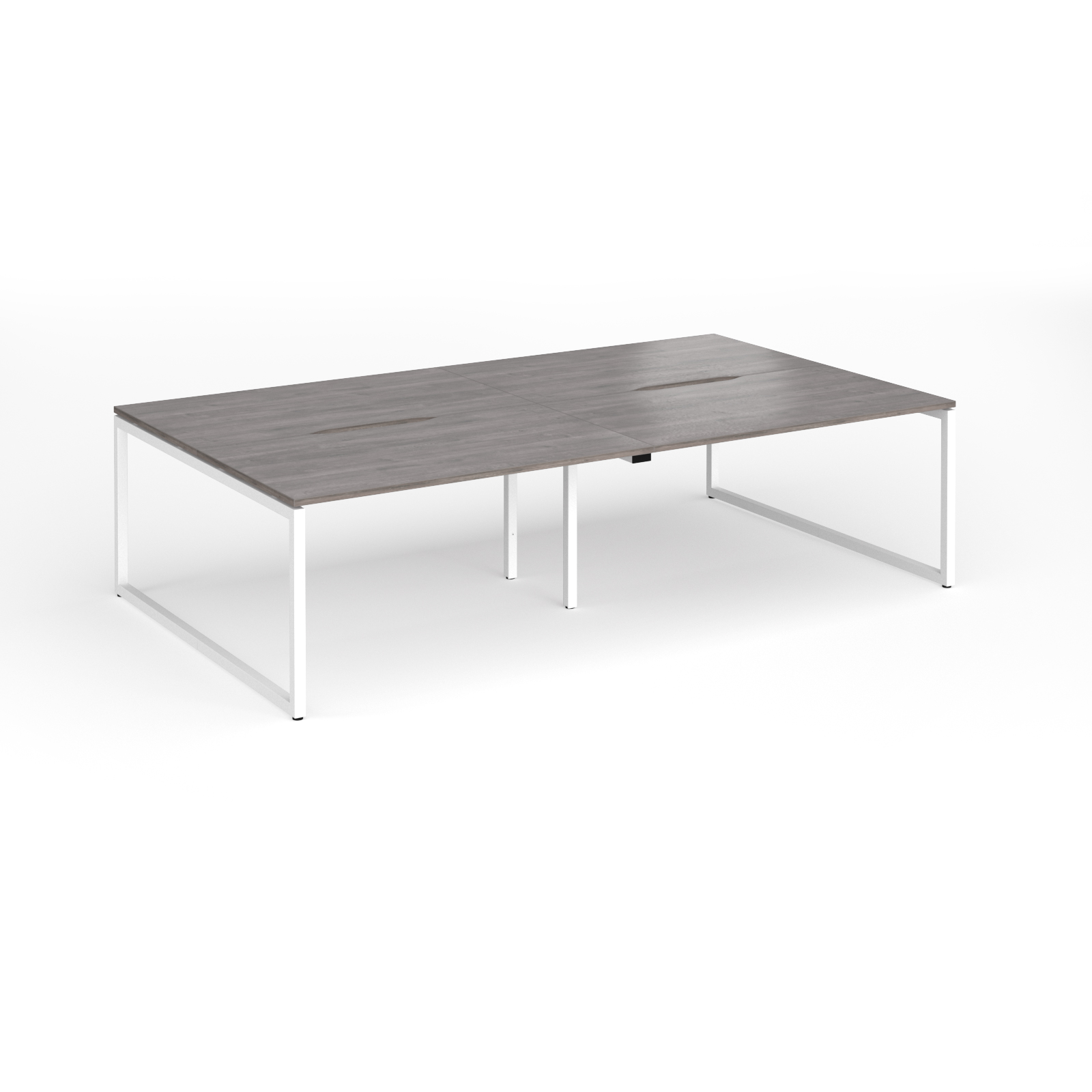 Picture of Connex Plus O Frame 2800 x 1600 x 725mm Back to Back Desk ( 4 x 1400mm ) - White Frame / Grey Oak Top