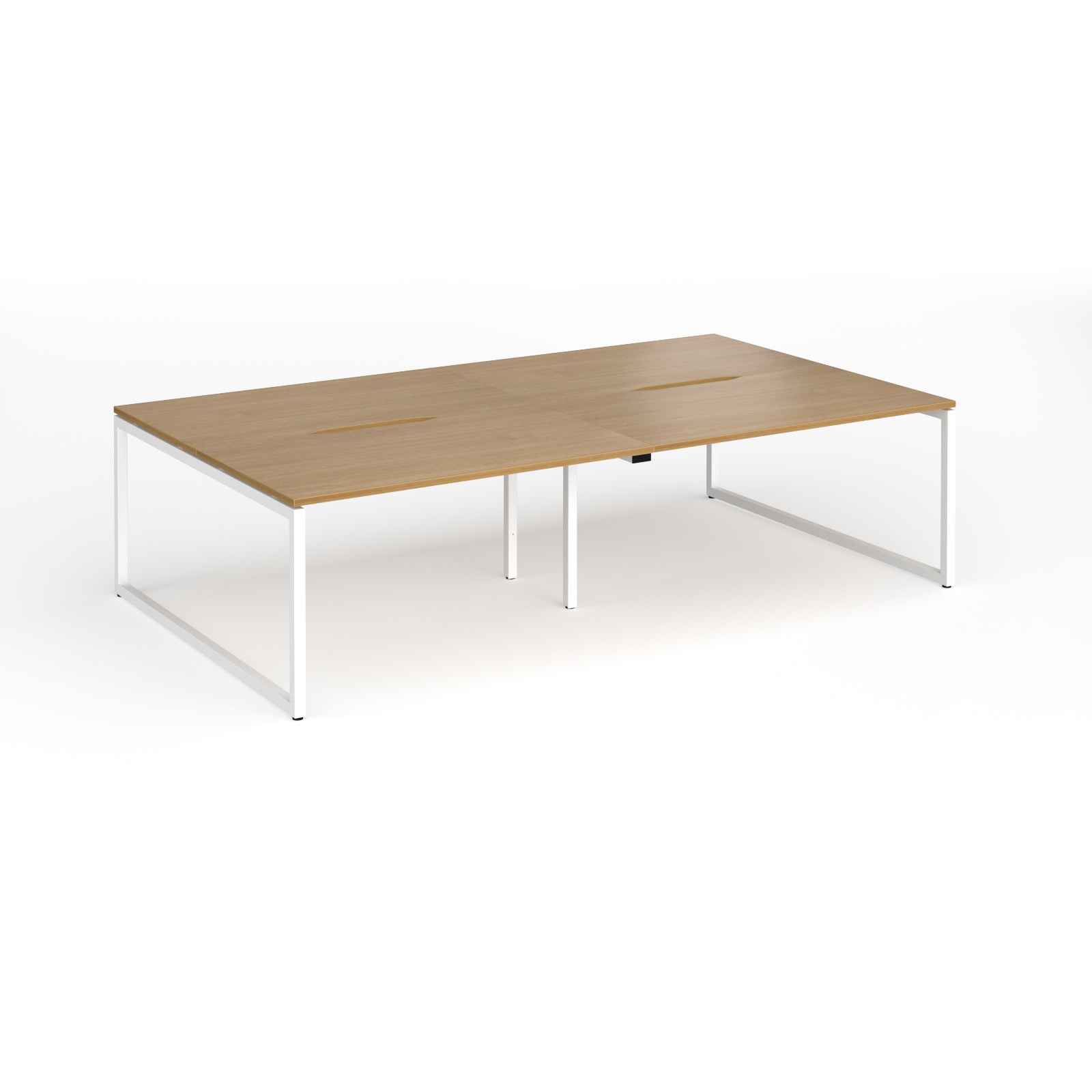 Picture of Connex Plus O Frame 2800 x 1600 x 725mm Back to Back Desk ( 4 x 1400mm ) - White Frame / Oak Top