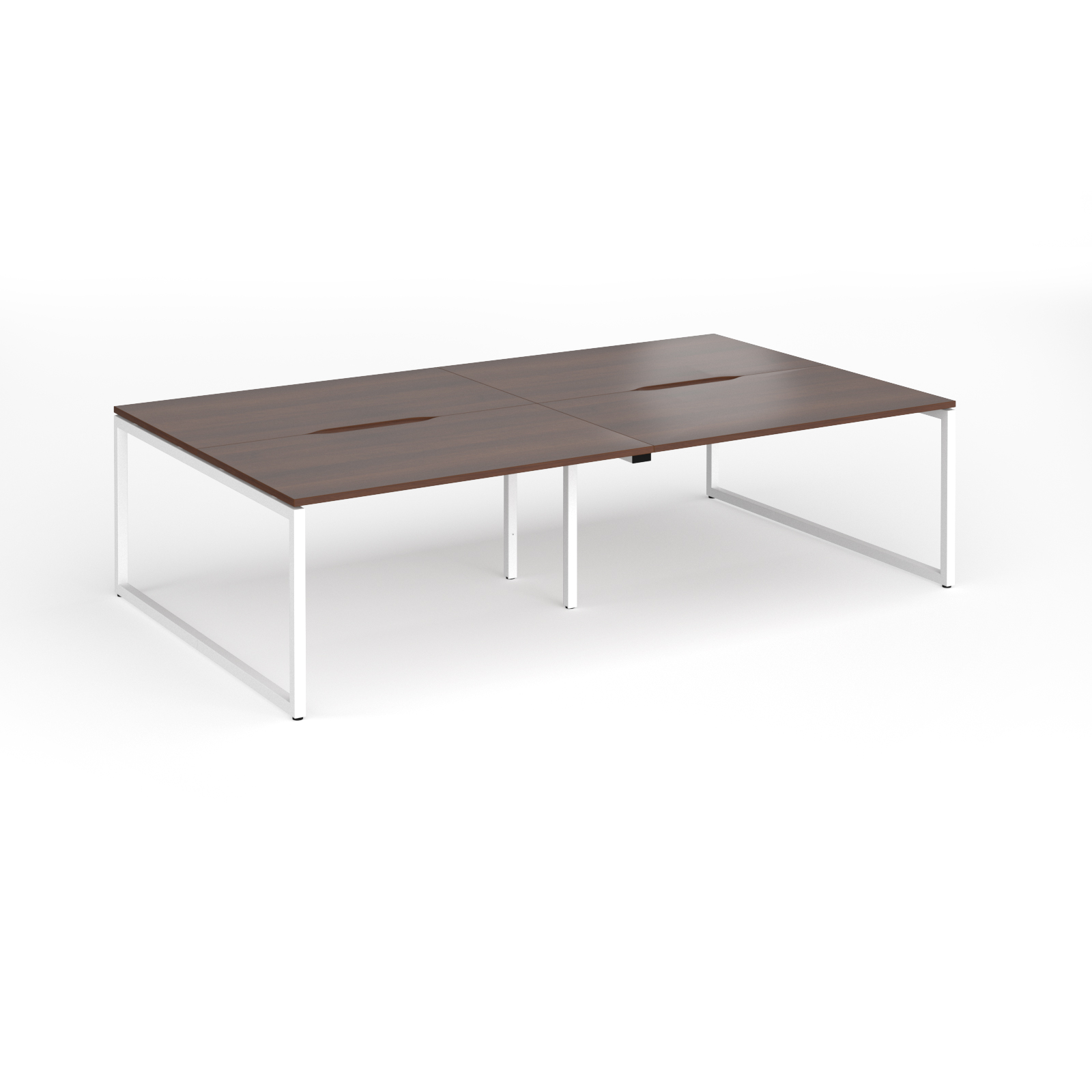 Picture of Connex Plus O Frame 2800 x 1600 x 725mm Back to Back Desk ( 4 x 1400mm ) - White Frame / Walnut Top