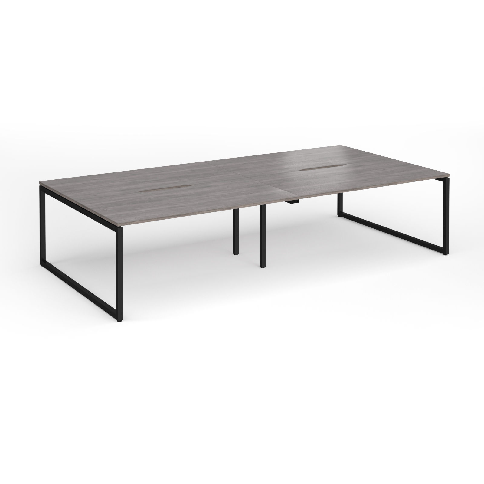 Picture of Connex Plus O Frame 3200 x 1600 x 725mm Back to Back Desk ( 4 x 1600mm ) - Black Frame / Grey Oak Top