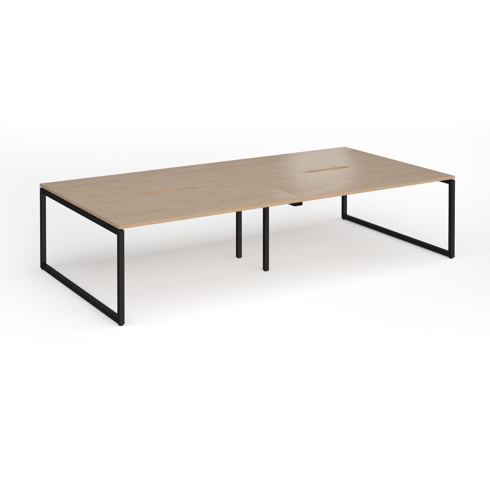 Picture of Connex Plus O Frame 3200 x 1600 x 725mm Back to Back Desk ( 4 x 1600mm ) - Black Frame / Kendal Oak Top