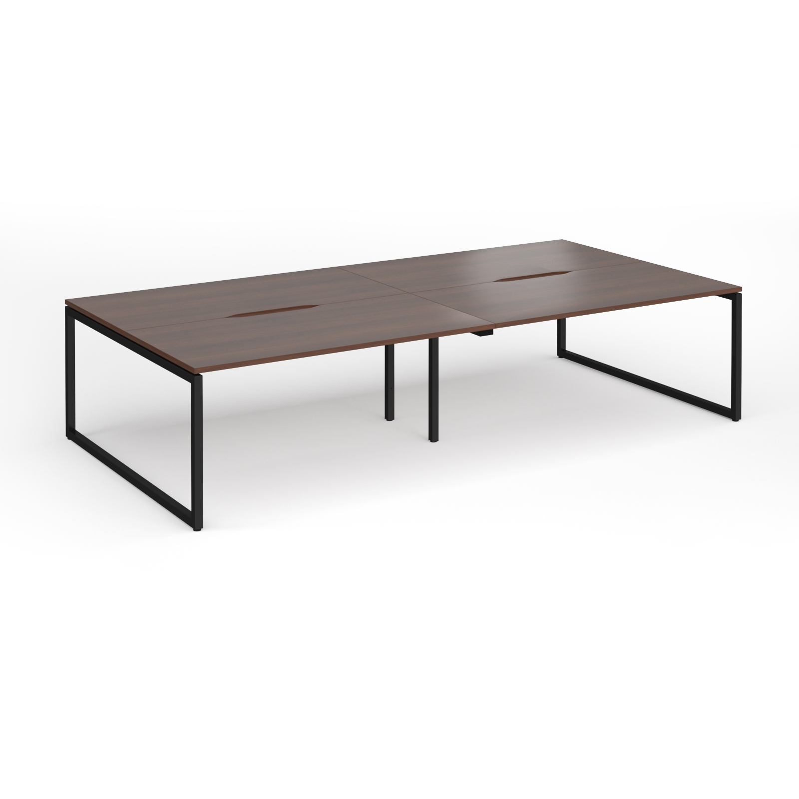 Picture of Connex Plus O Frame 3200 x 1600 x 725mm Back to Back Desk ( 4 x 1600mm ) - Black Frame / Walnut Top