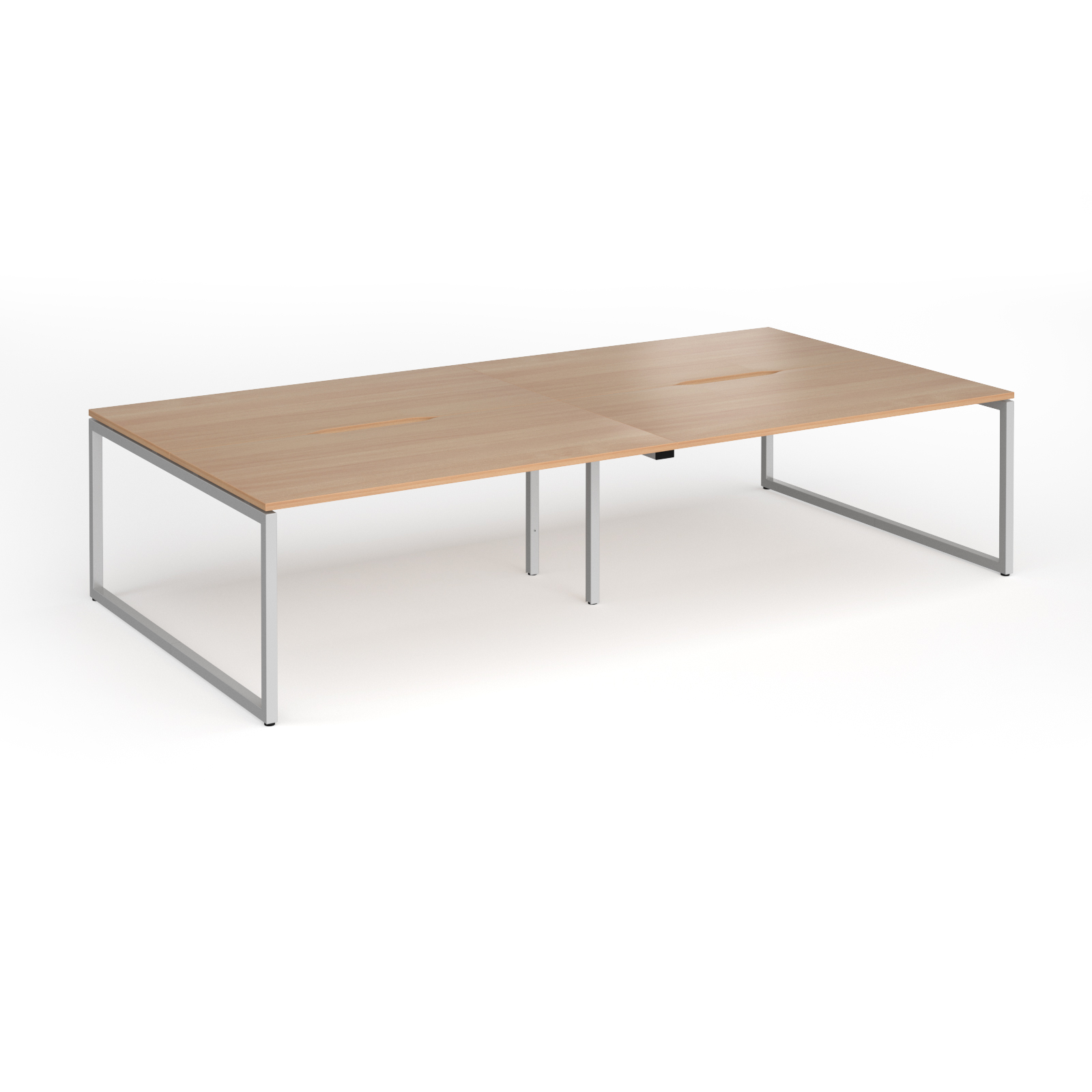 Picture of Connex Plus O Frame 3200 x 1600 x 725mm Back to Back Desk ( 4 x 1600mm ) - Silver Frame / Beech Top