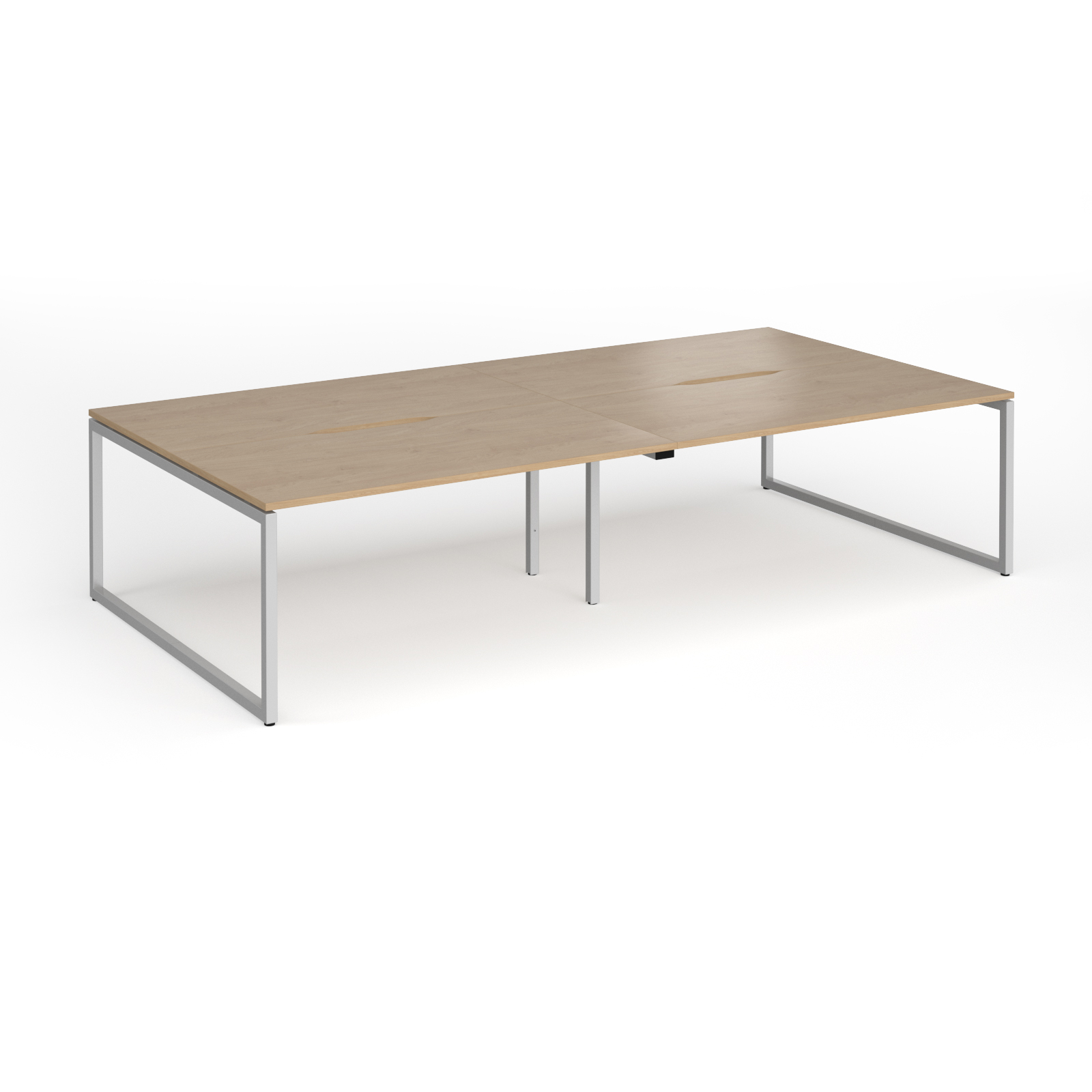 Picture of Connex Plus O Frame 3200 x 1600 x 725mm Back to Back Desk ( 4 x 1600mm ) - Silver Frame / Kendal Oak Top