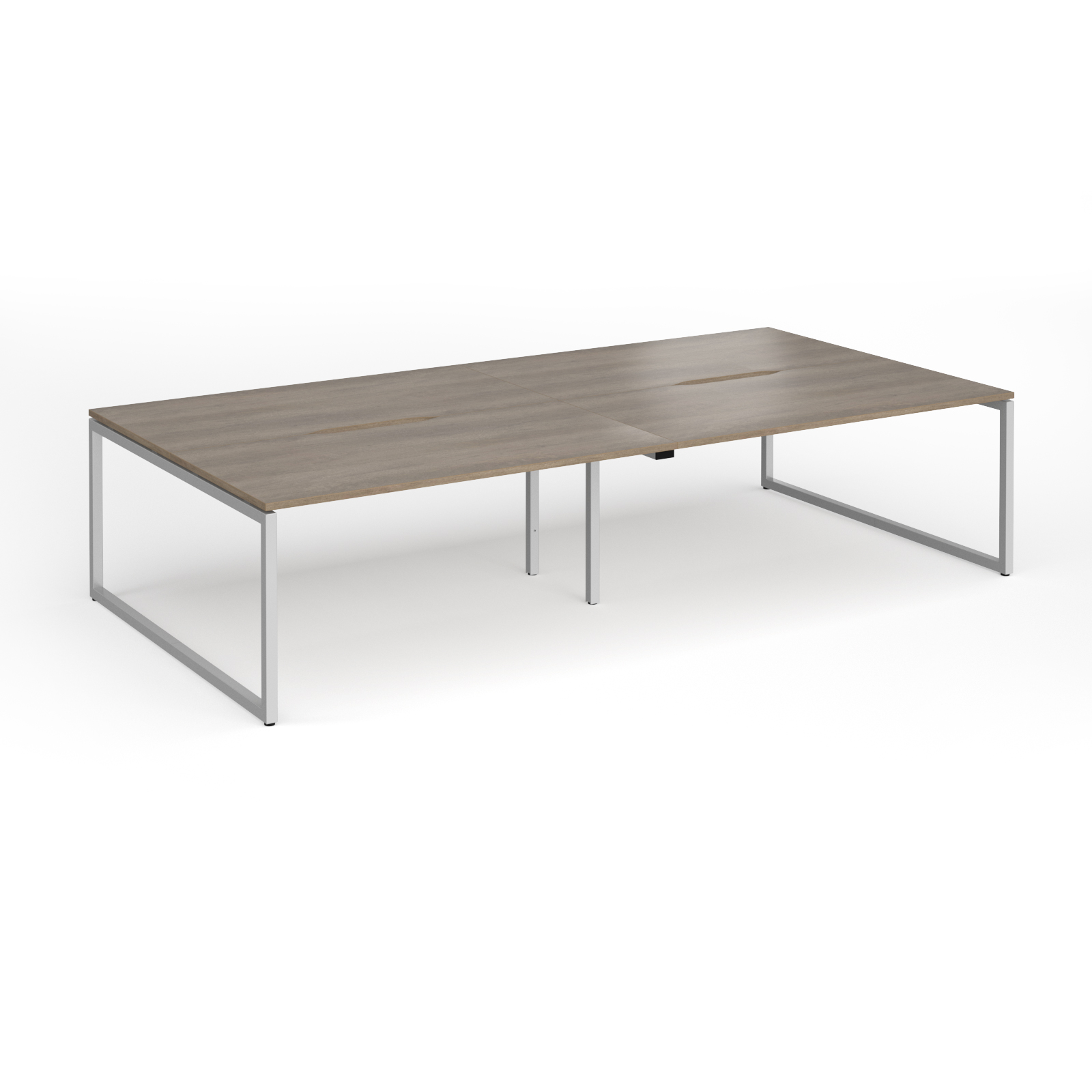 Picture of Connex Plus O Frame 3200 x 1600 x 725mm Back to Back Desk ( 4 x 1600mm ) - Silver Frame / Nebraska Oak Top