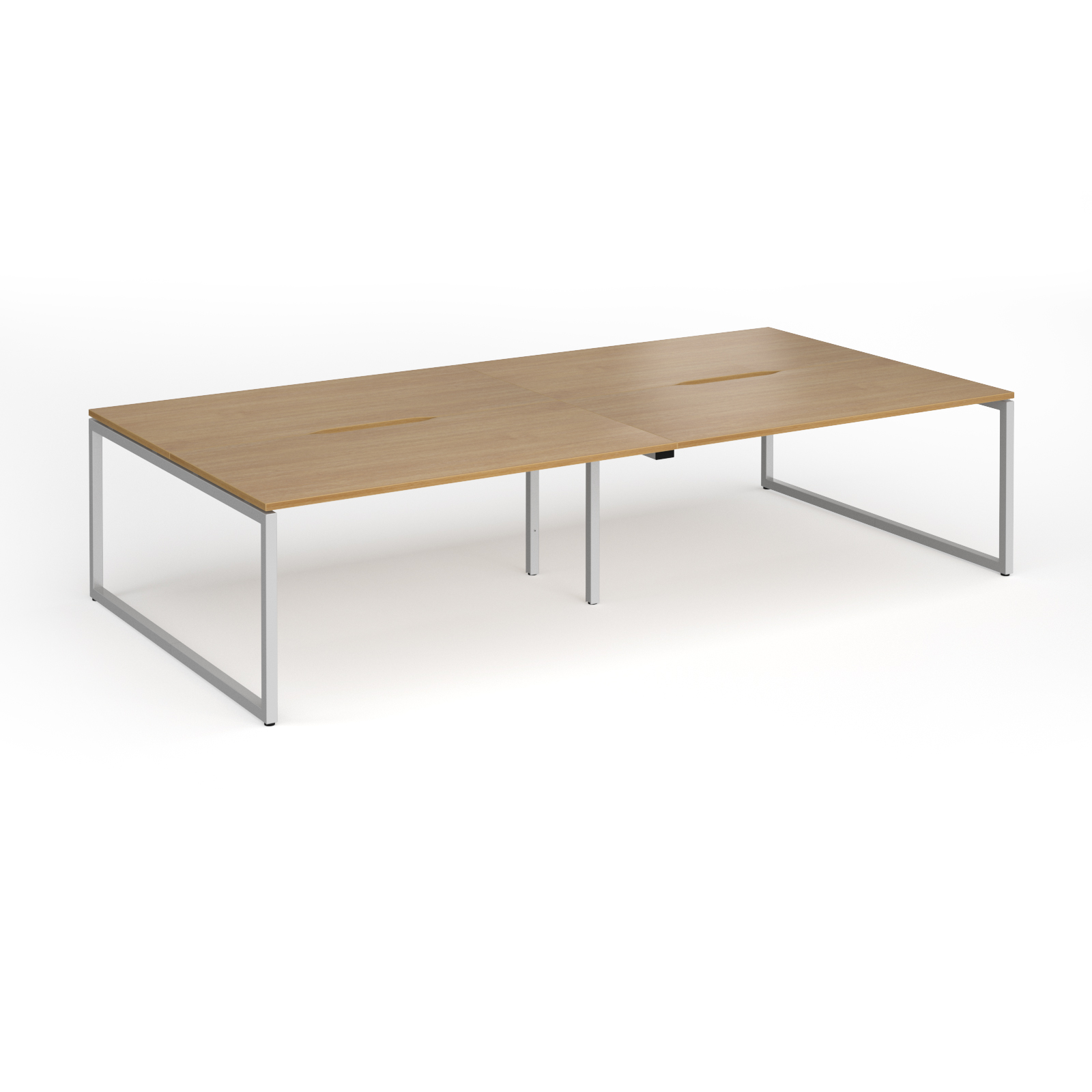 Picture of Connex Plus O Frame 3200 x 1600 x 725mm Back to Back Desk ( 4 x 1600mm ) - Silver Frame / Oak Top