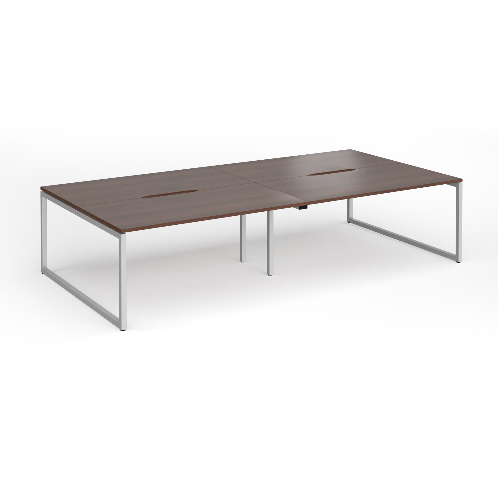 Picture of Connex Plus O Frame 3200 x 1600 x 725mm Back to Back Desk ( 4 x 1600mm ) - Silver Frame / Walnut Top