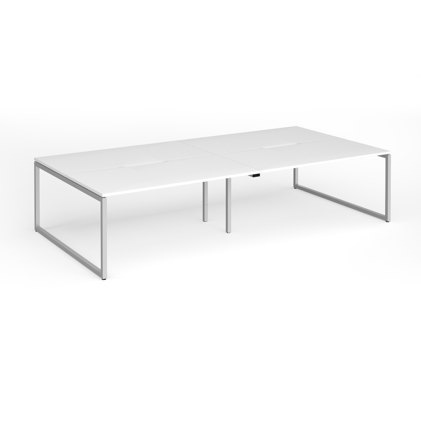Picture of Connex Plus O Frame 3200 x 1600 x 725mm Back to Back Desk ( 4 x 1600mm ) - Silver Frame / White Top