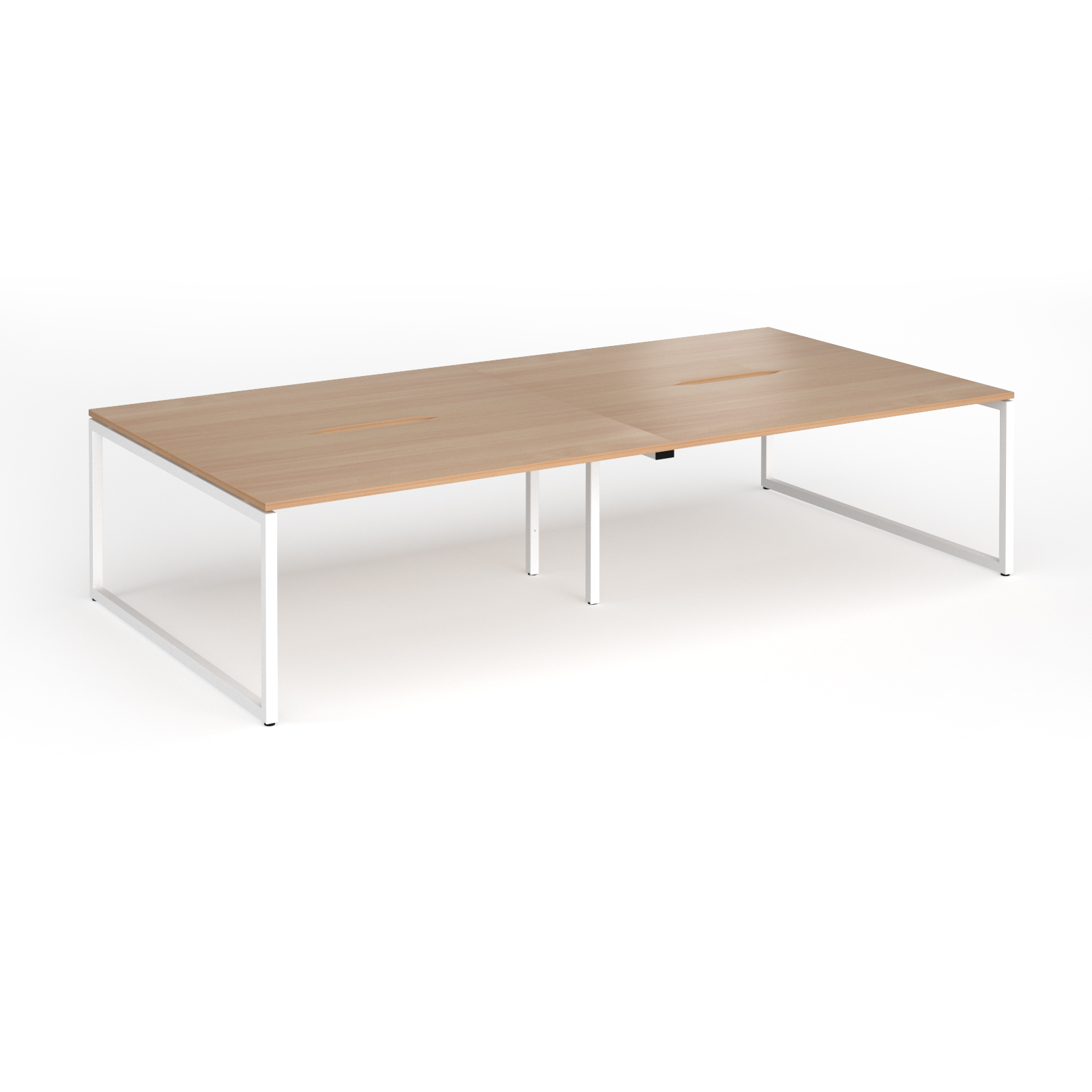 Picture of Connex Plus O Frame 3200 x 1600 x 725mm Back to Back Desk ( 4 x 1600mm ) - White Frame / Beech Top