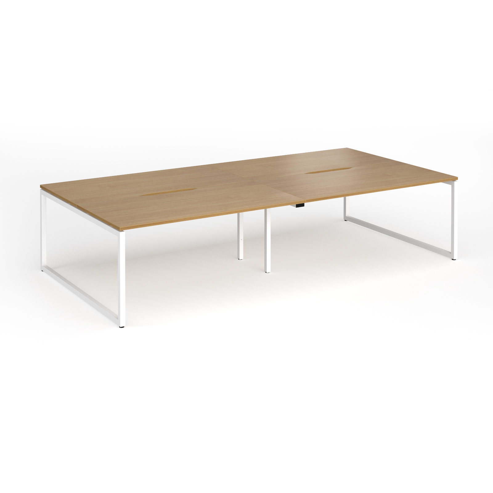 Picture of Connex Plus O Frame 3200 x 1600 x 725mm Back to Back Desk ( 4 x 1600mm ) - White Frame / Oak Top
