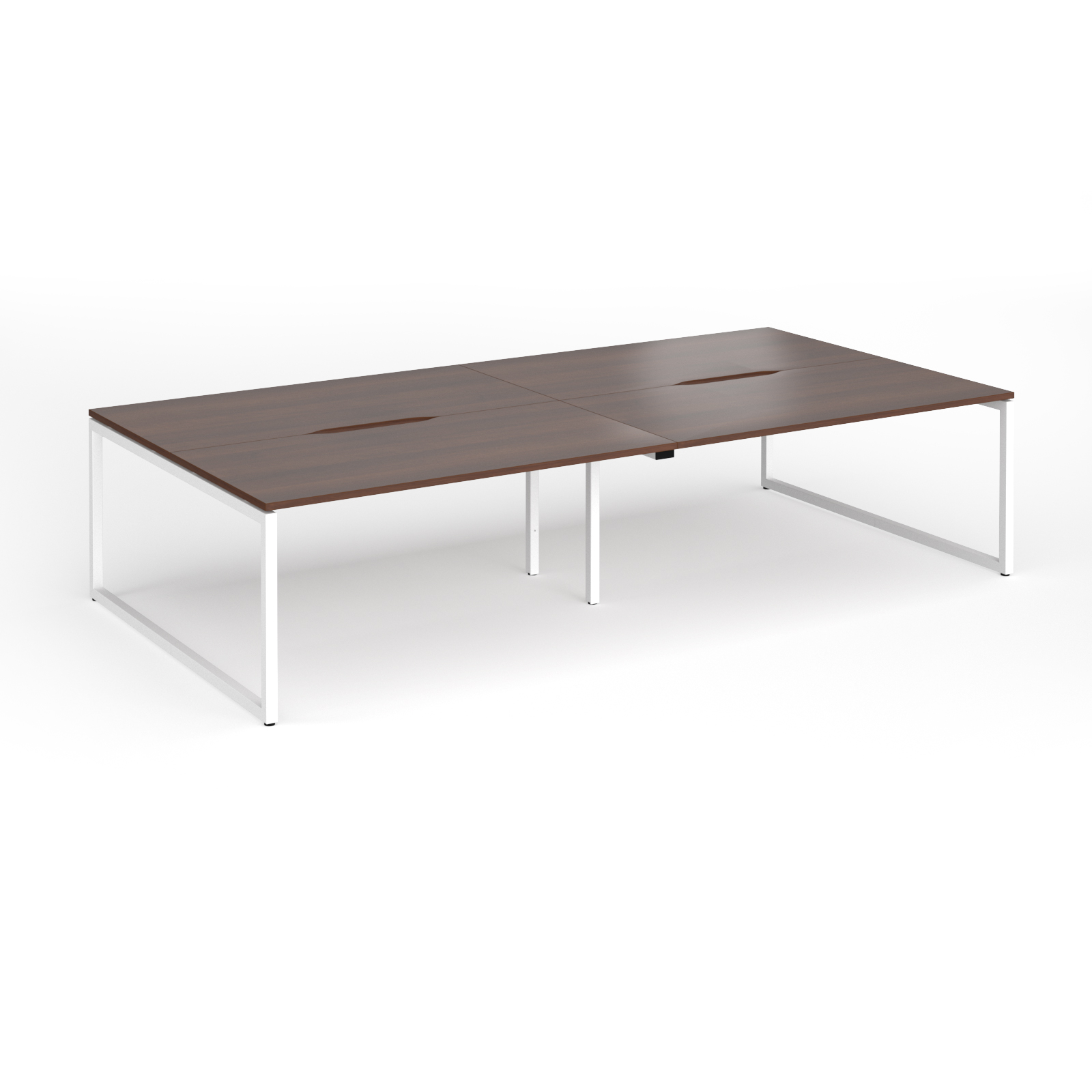 Picture of Connex Plus O Frame 3200 x 1600 x 725mm Back to Back Desk ( 4 x 1600mm ) - White Frame / Walnut Top