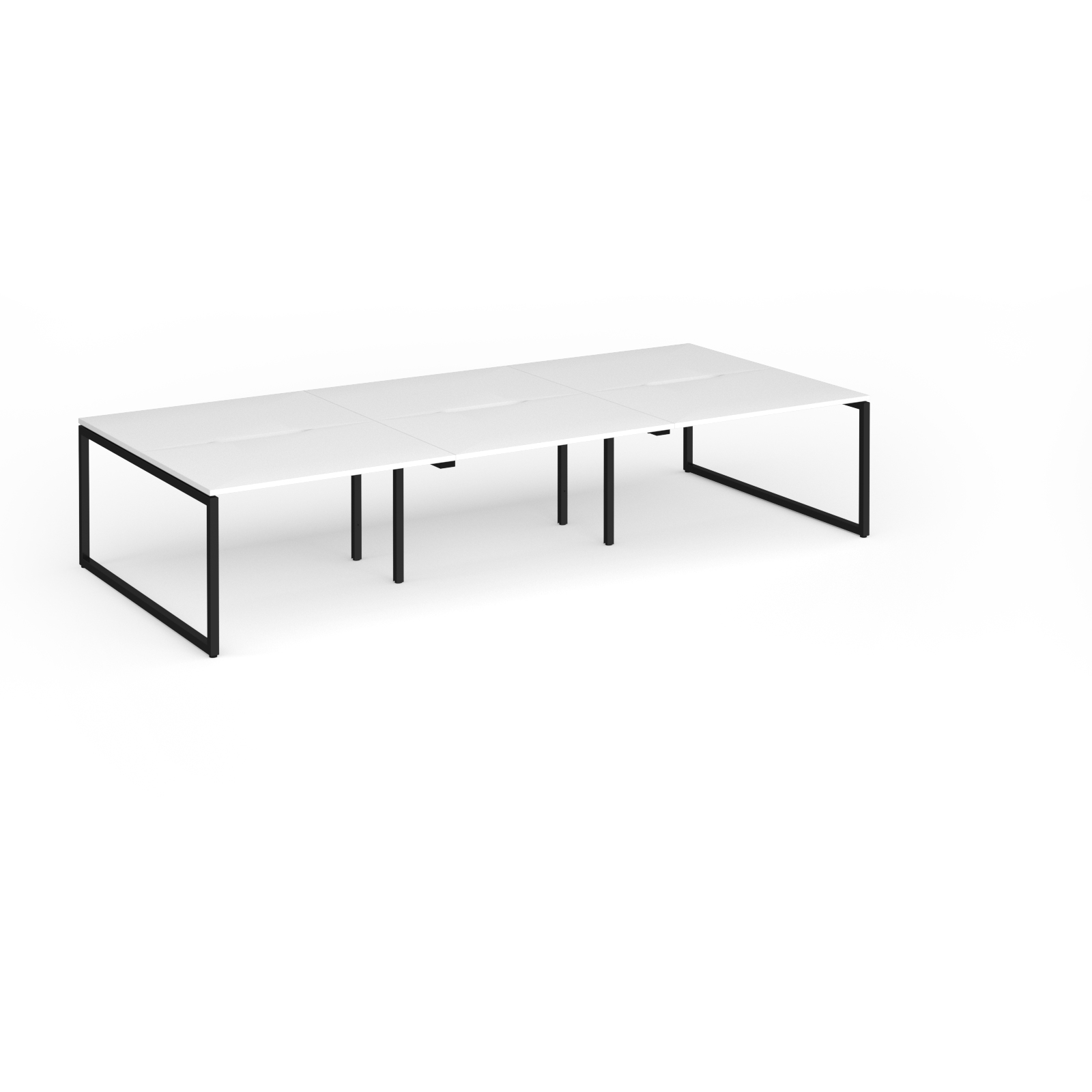 Picture of Connex Plus O Frame 3600 x 1600 x 725mm Back to Back Desk ( 6 x 1200mm ) - Black Frame / White Top