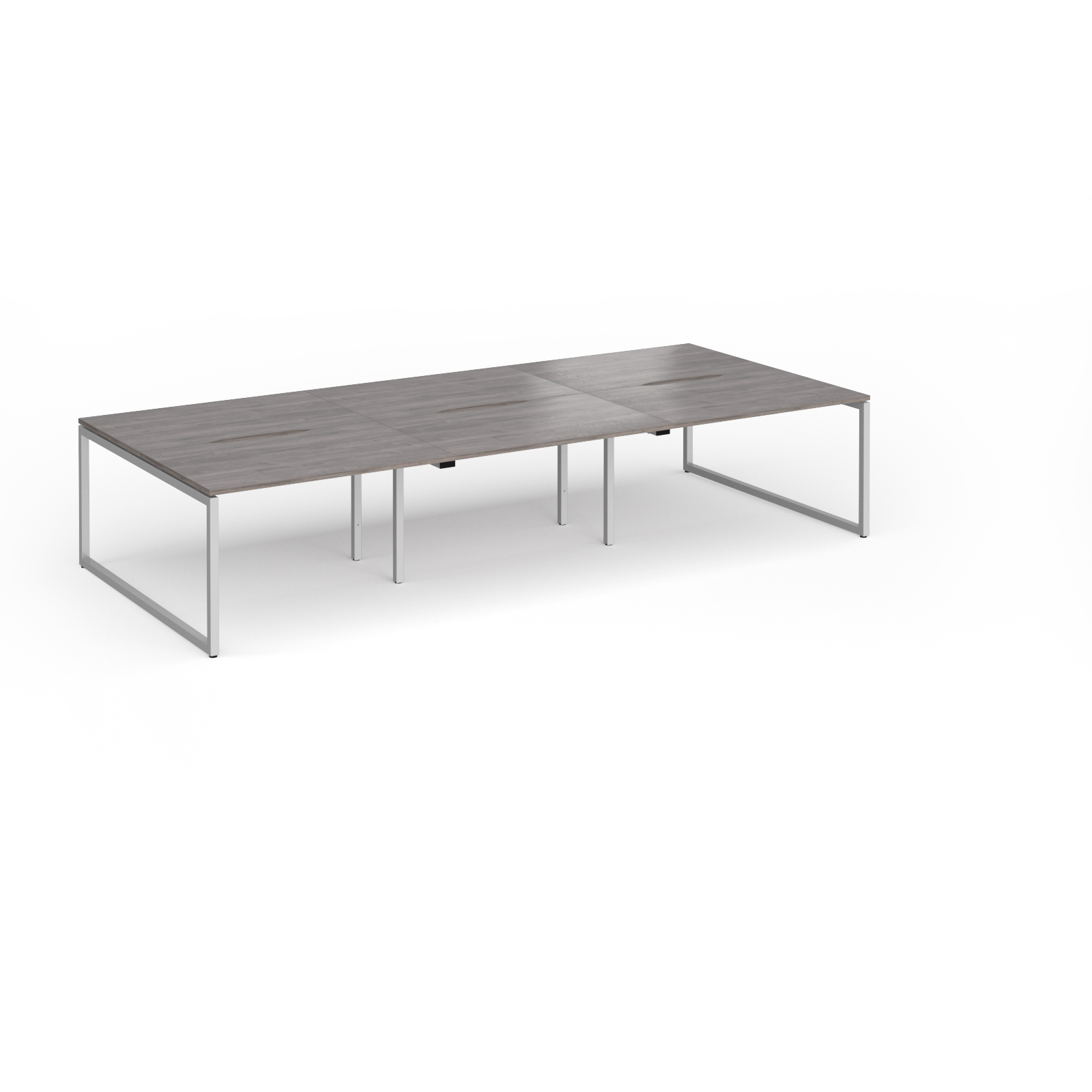 Picture of Connex Plus O Frame 3600 x 1600 x 725mm Back to Back Desk ( 6 x 1200mm ) - Silver Frame / Grey Oak Top