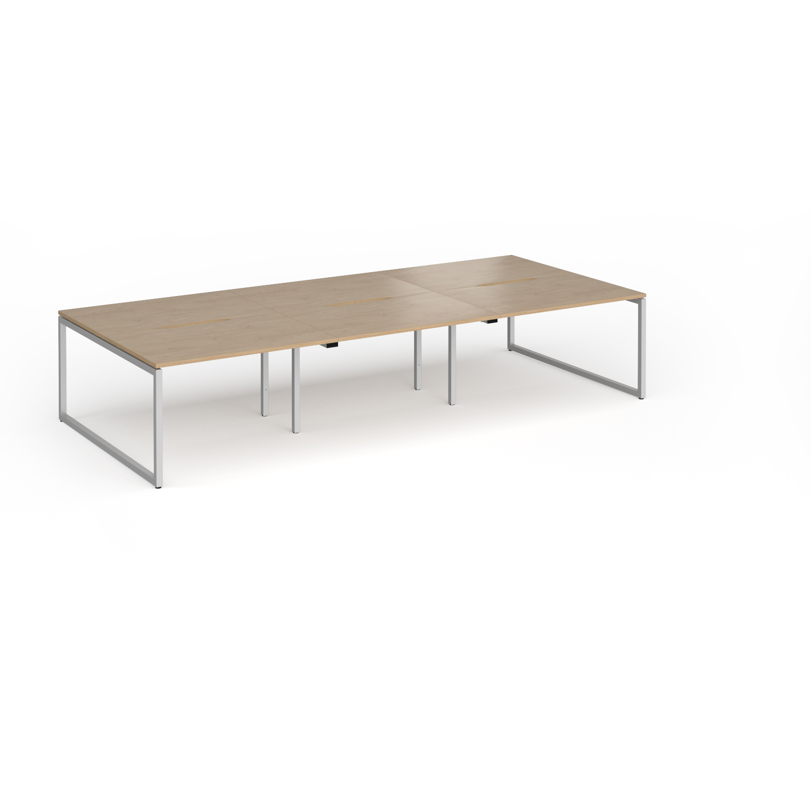 Picture of Connex Plus O Frame 3600 x 1600 x 725mm Back to Back Desk ( 6 x 1200mm ) - Silver Frame / Kendal Oak Top