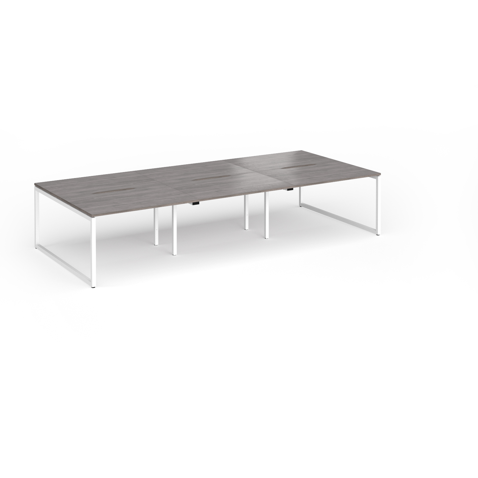 Picture of Connex Plus O Frame 3600 x 1600 x 725mm Back to Back Desk ( 6 x 1200mm ) - White Frame / Grey Oak Top
