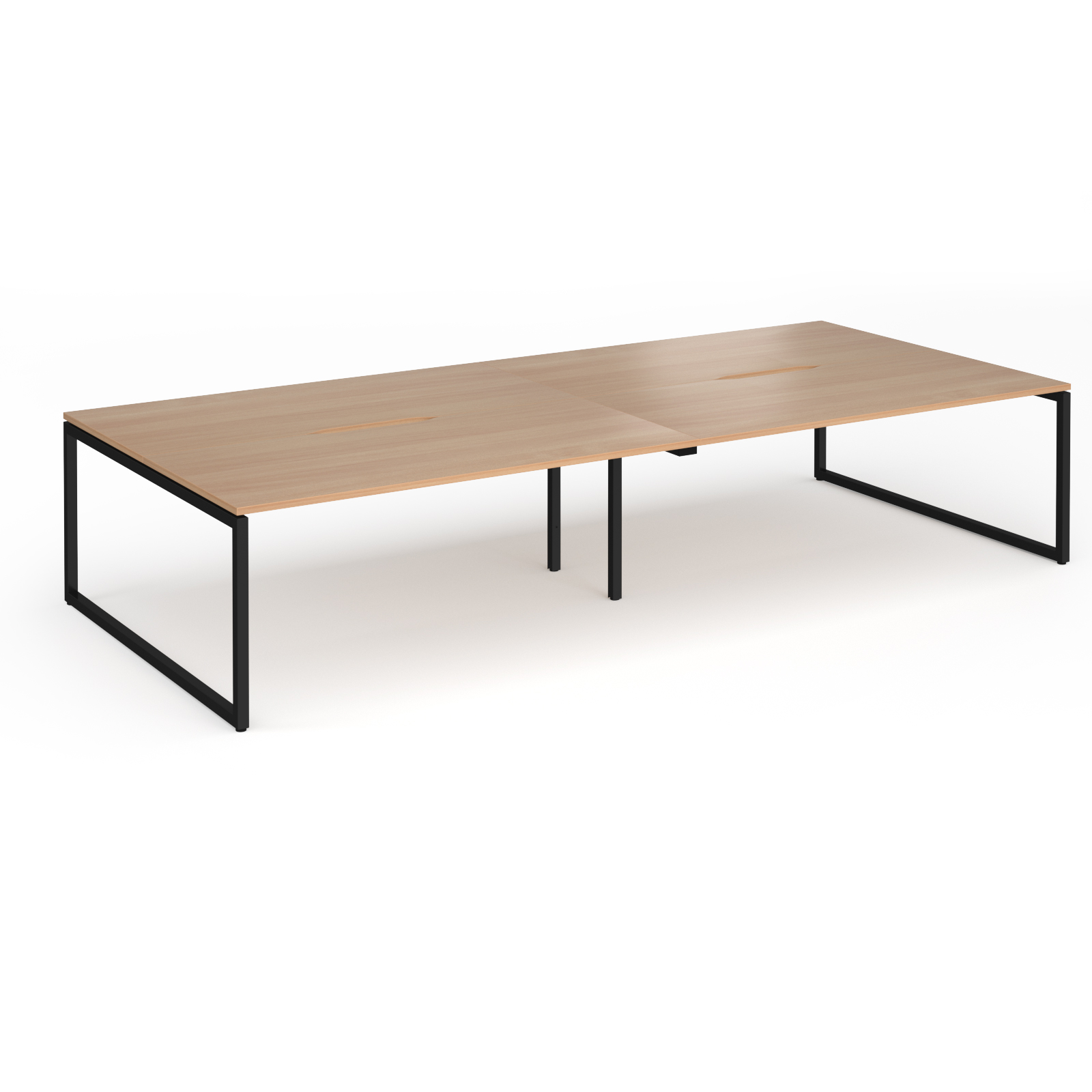 Picture of Connex Plus O Frame 3600 x 1600 x 725mm Back to Back Desk (4 x 1800mm) - Black Frame / Beech Top