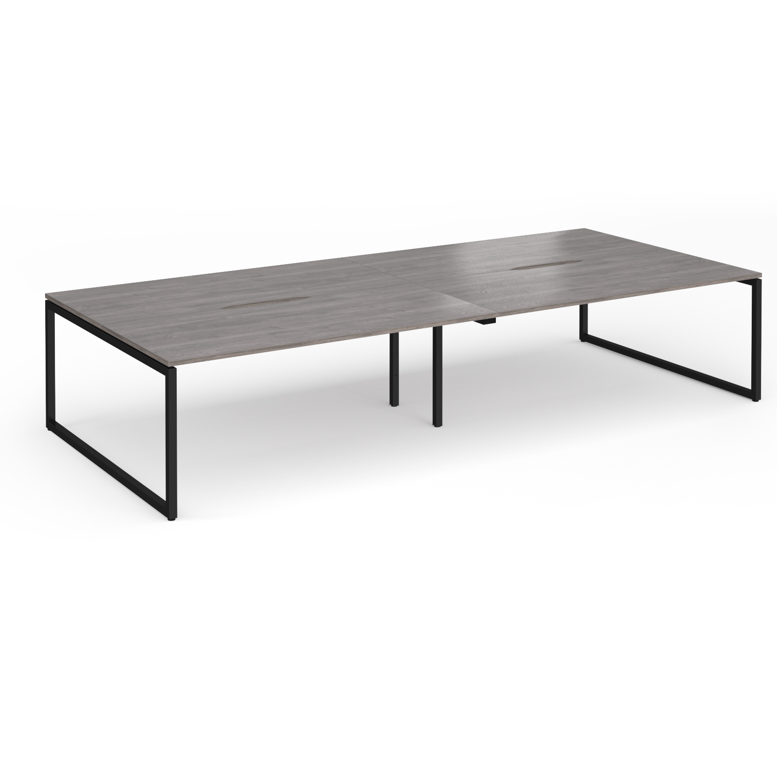 Picture of Connex Plus O Frame 3600 x 1600 x 725mm Back to Back Desk (4 x 1800mm) - Black Frame / Grey Oak Top