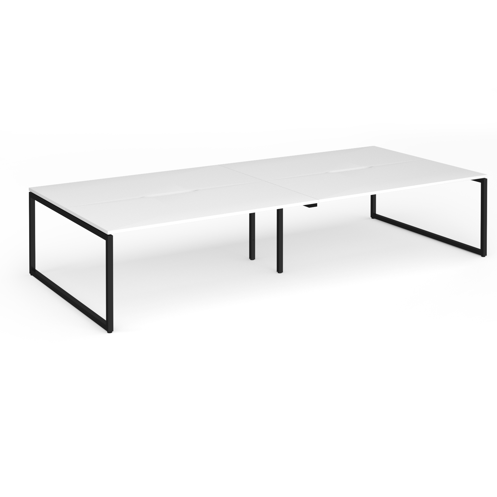 Picture of Connex Plus O Frame 3600 x 1600 x 725mm Back to Back Desk (4 x 1800mm) - Black Frame / White Top