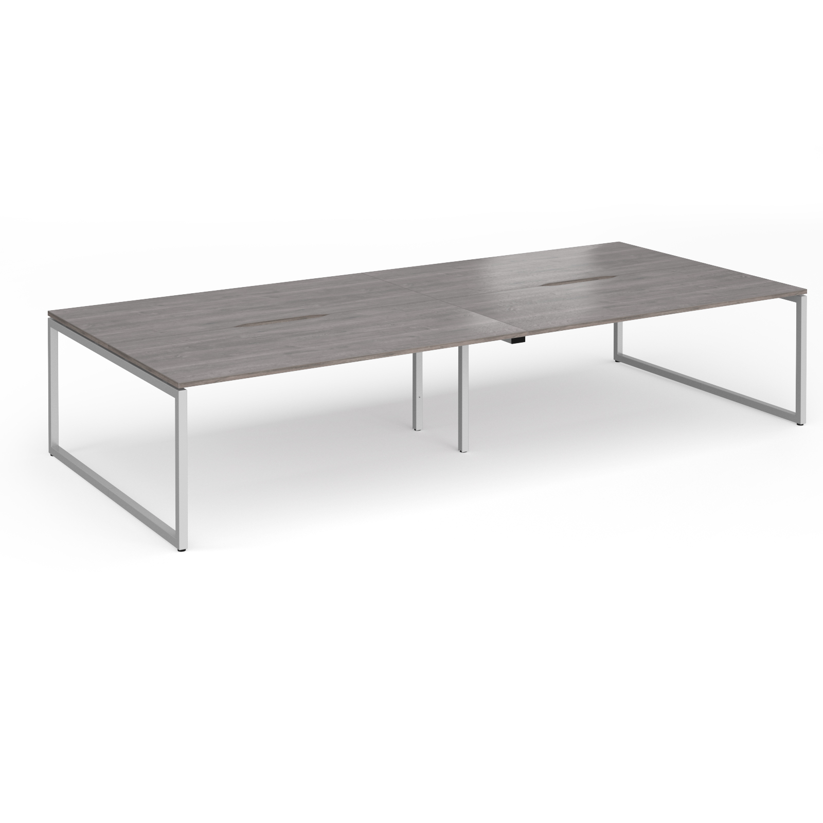 Picture of Connex Plus O Frame 3600 x 1600 x 725mm Back to Back Desk (4 x 1800mm) - Silver Frame / Grey Oak Top