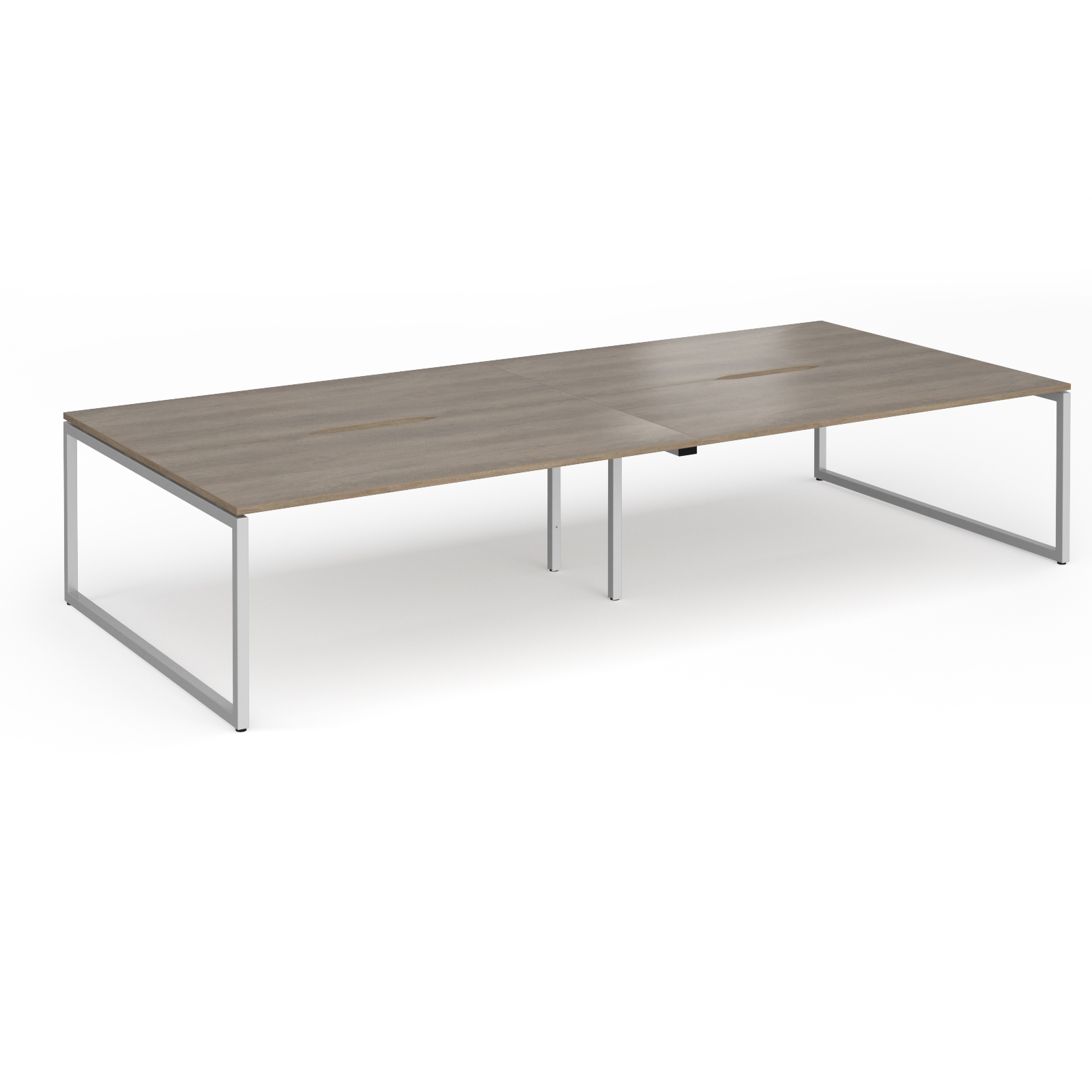 Picture of Connex Plus O Frame 3600 x 1600 x 725mm Back to Back Desk (4 x 1800mm) - Silver Frame / Nebraska Oak Top