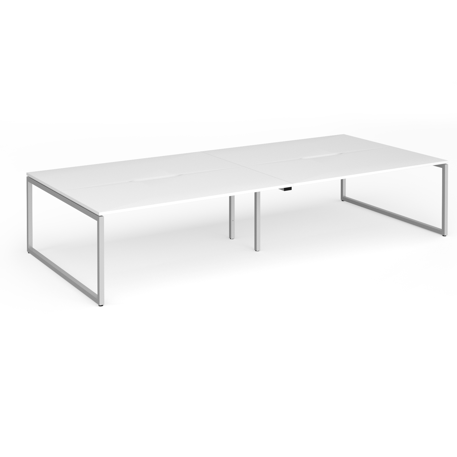 Picture of Connex Plus O Frame 3600 x 1600 x 725mm Back to Back Desk (4 x 1800mm) - Silver Frame / White Top