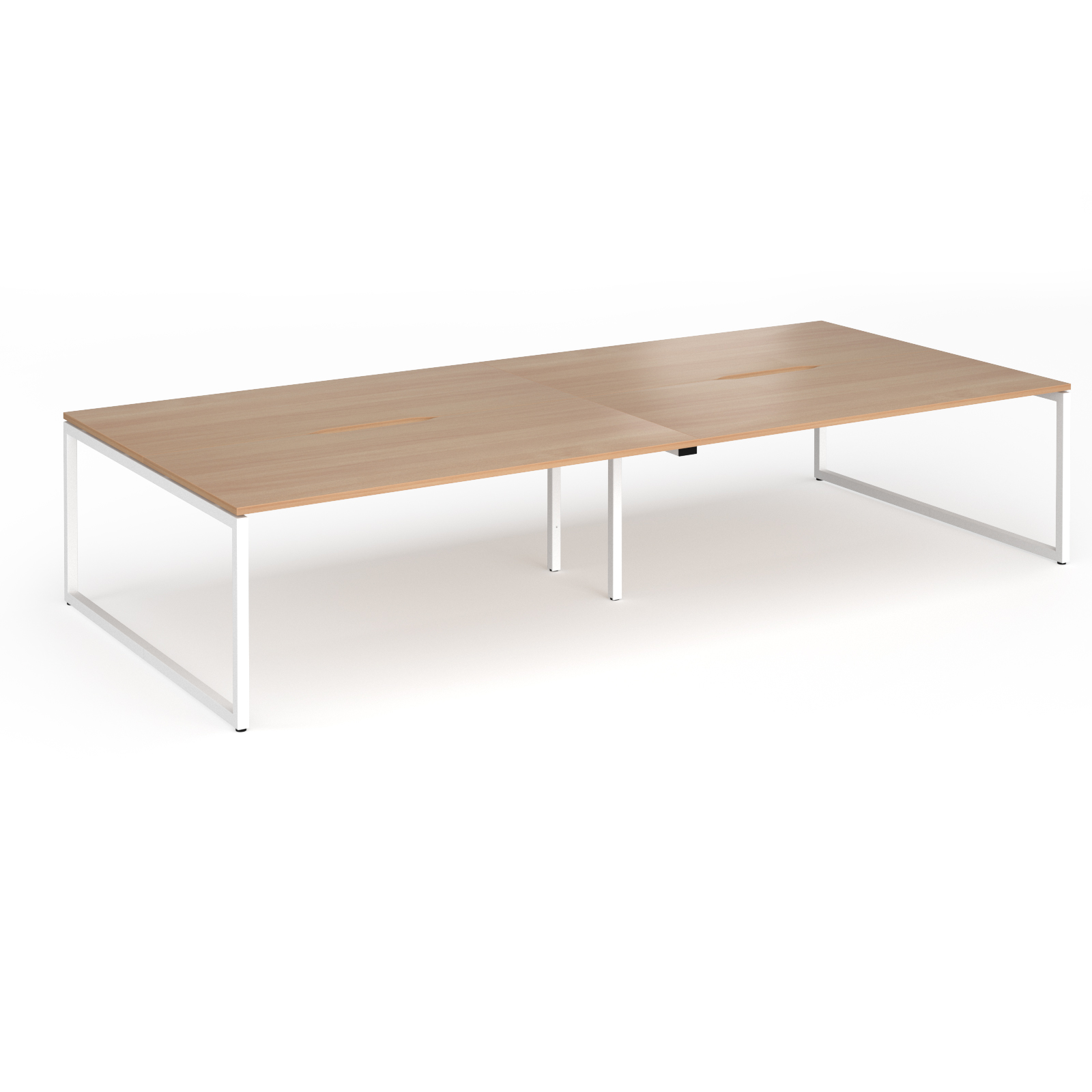Picture of Connex Plus O Frame 3600 x 1600 x 725mm Back to Back Desk (4 x 1800mm) - White Frame / Beech Top