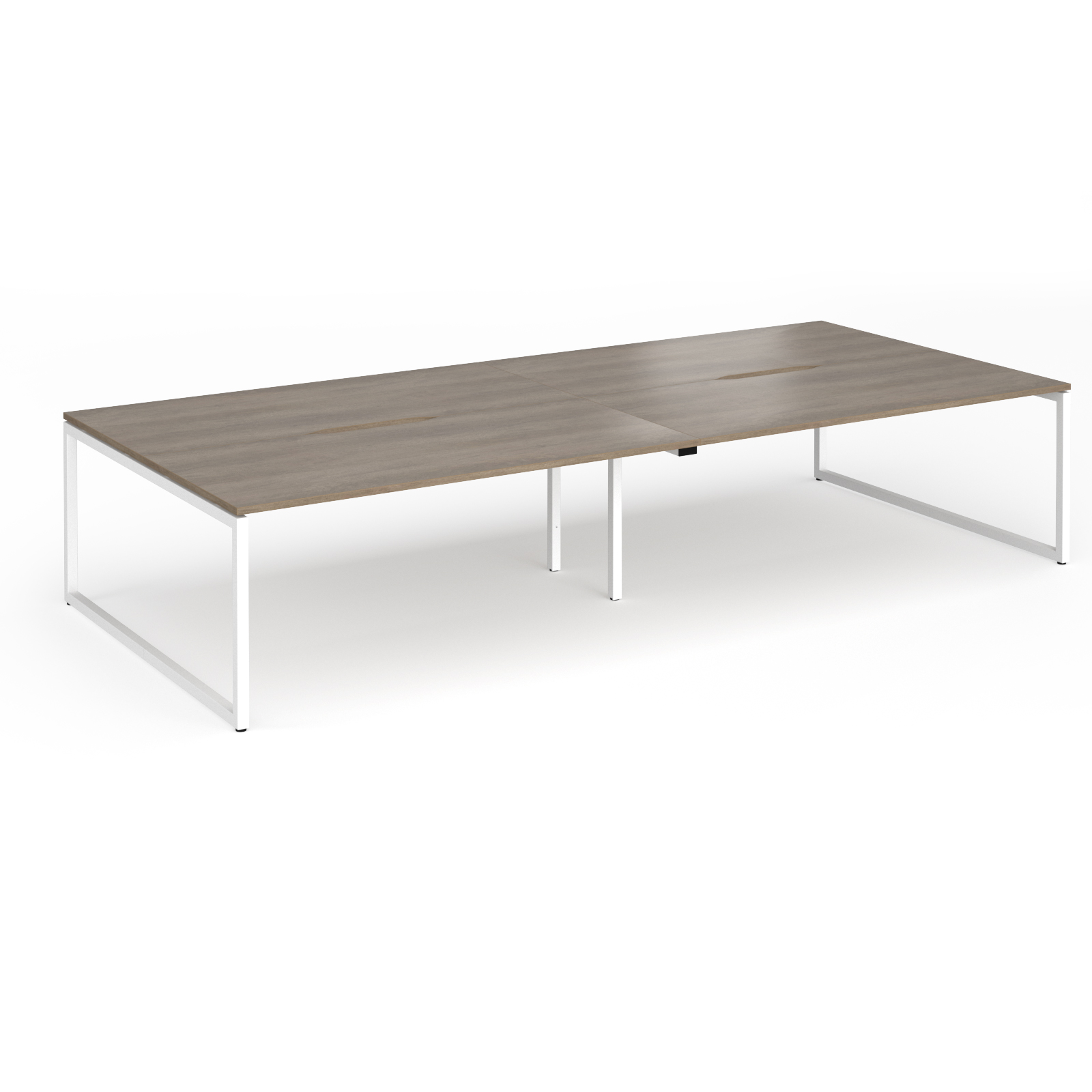 Picture of Connex Plus O Frame 3600 x 1600 x 725mm Back to Back Desk (4 x 1800mm) - White Frame / Nebraska Oak Top