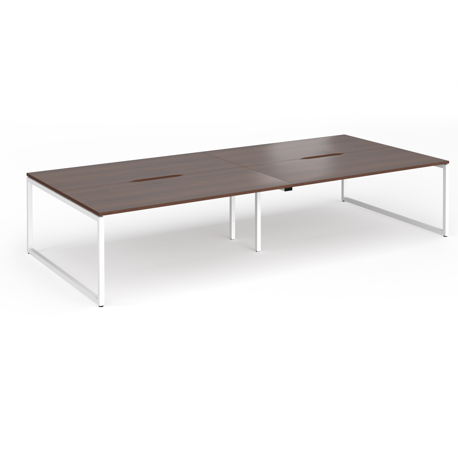 Picture of Connex Plus O Frame 3600 x 1600 x 725mm Back to Back Desk (4 x 1800mm) - White Frame / Walnut Top