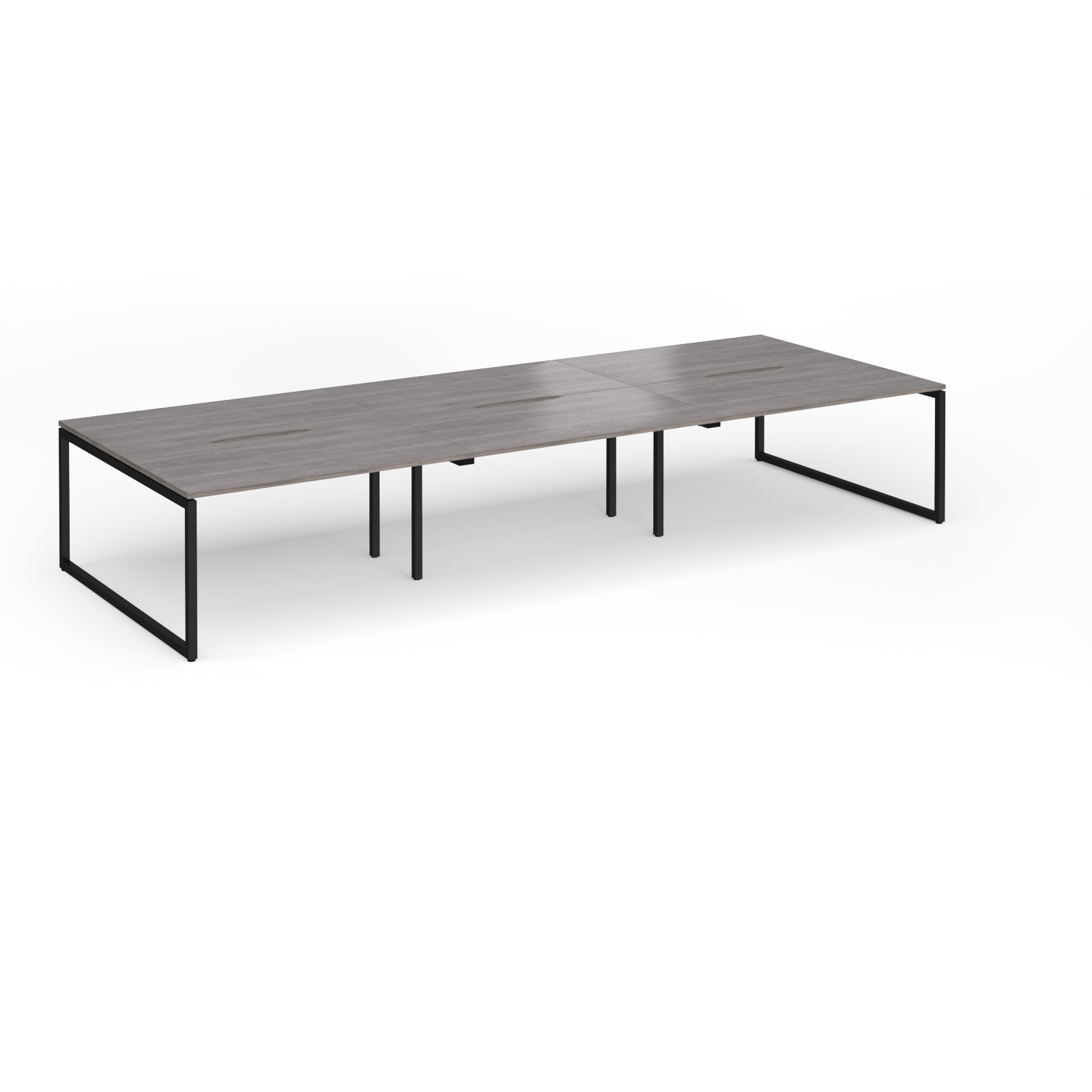 Picture of Connex Plus O Frame 4200 x 1600 x 725mm Back to Back Desk ( 6 x 1400mm ) - Black Frame / Grey Oak Top