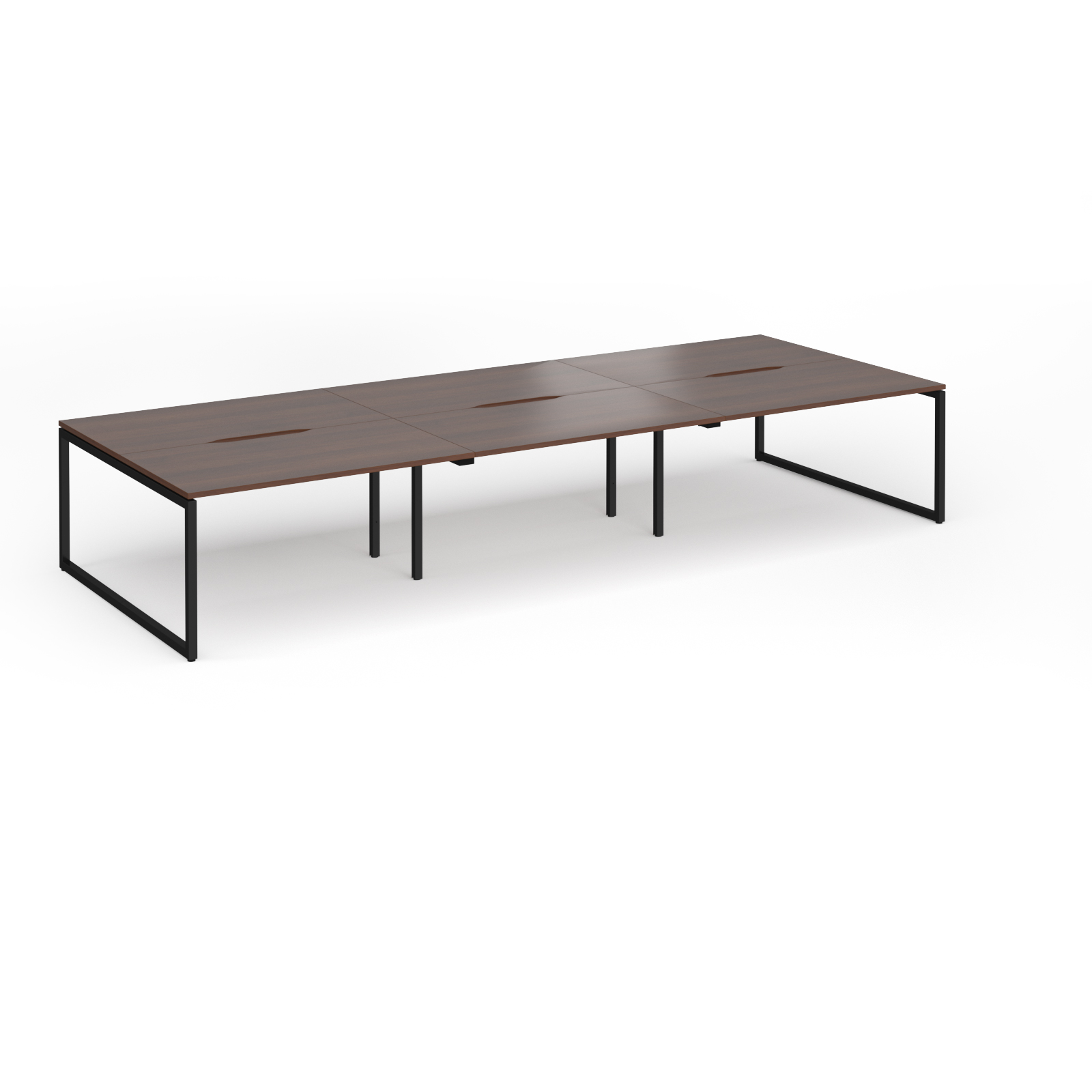 Picture of Connex Plus O Frame 4200 x 1600 x 725mm Back to Back Desk ( 6 x 1400mm ) - Black Frame / Walnut Top