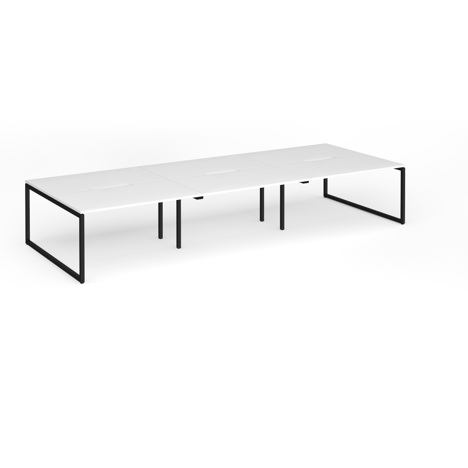 Picture of Connex Plus O Frame 4200 x 1600 x 725mm Back to Back Desk ( 6 x 1400mm ) - Black Frame / White Top