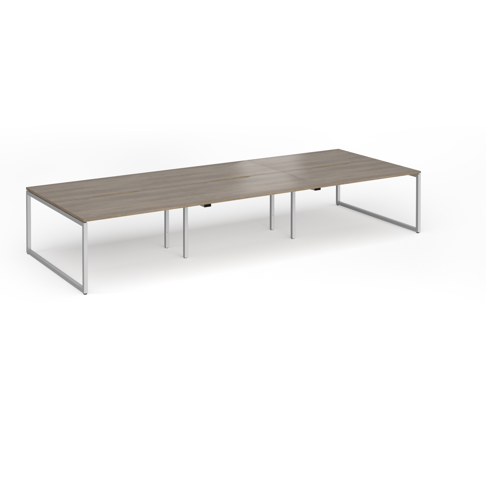 Picture of Connex Plus O Frame 4200 x 1600 x 725mm Back to Back Desk ( 6 x 1400mm ) - Silver Frame / Nebraska Oak Top