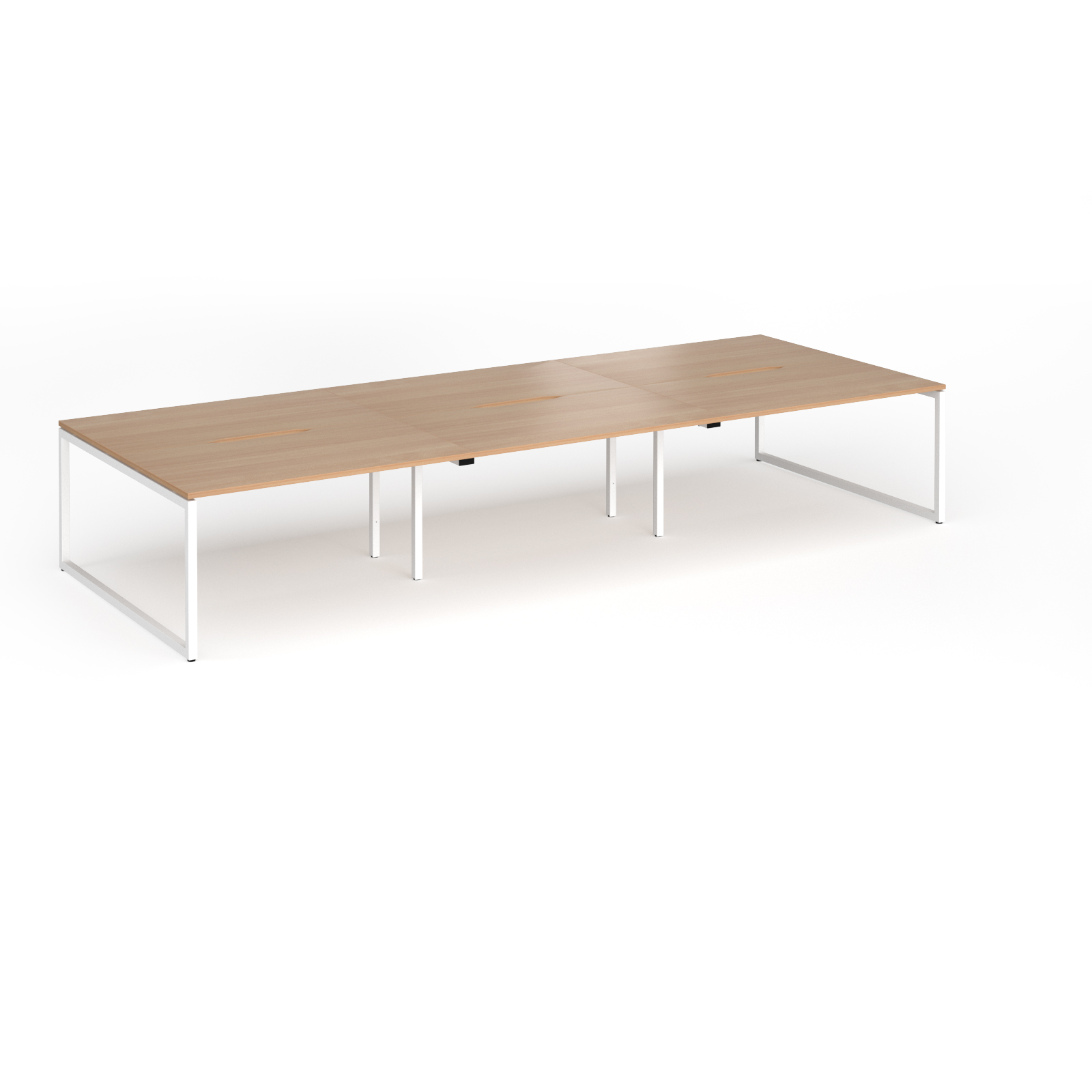 Picture of Connex Plus O Frame 4200 x 1600 x 725mm Back to Back Desk ( 6 x 1400mm ) - White Frame / Beech Top