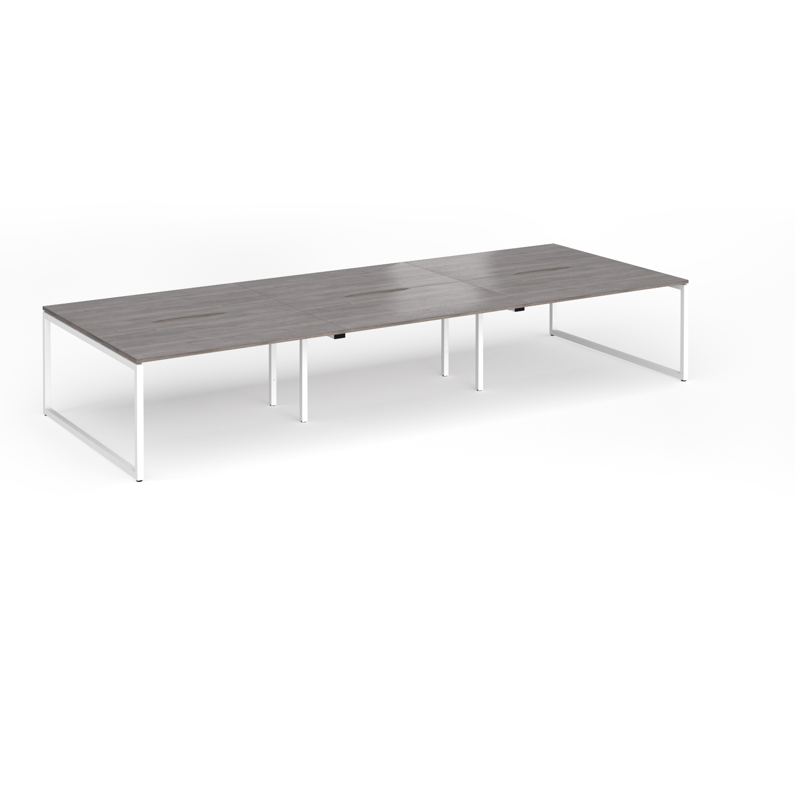 Picture of Connex Plus O Frame 4200 x 1600 x 725mm Back to Back Desk ( 6 x 1400mm ) - White Frame / Grey Oak Top