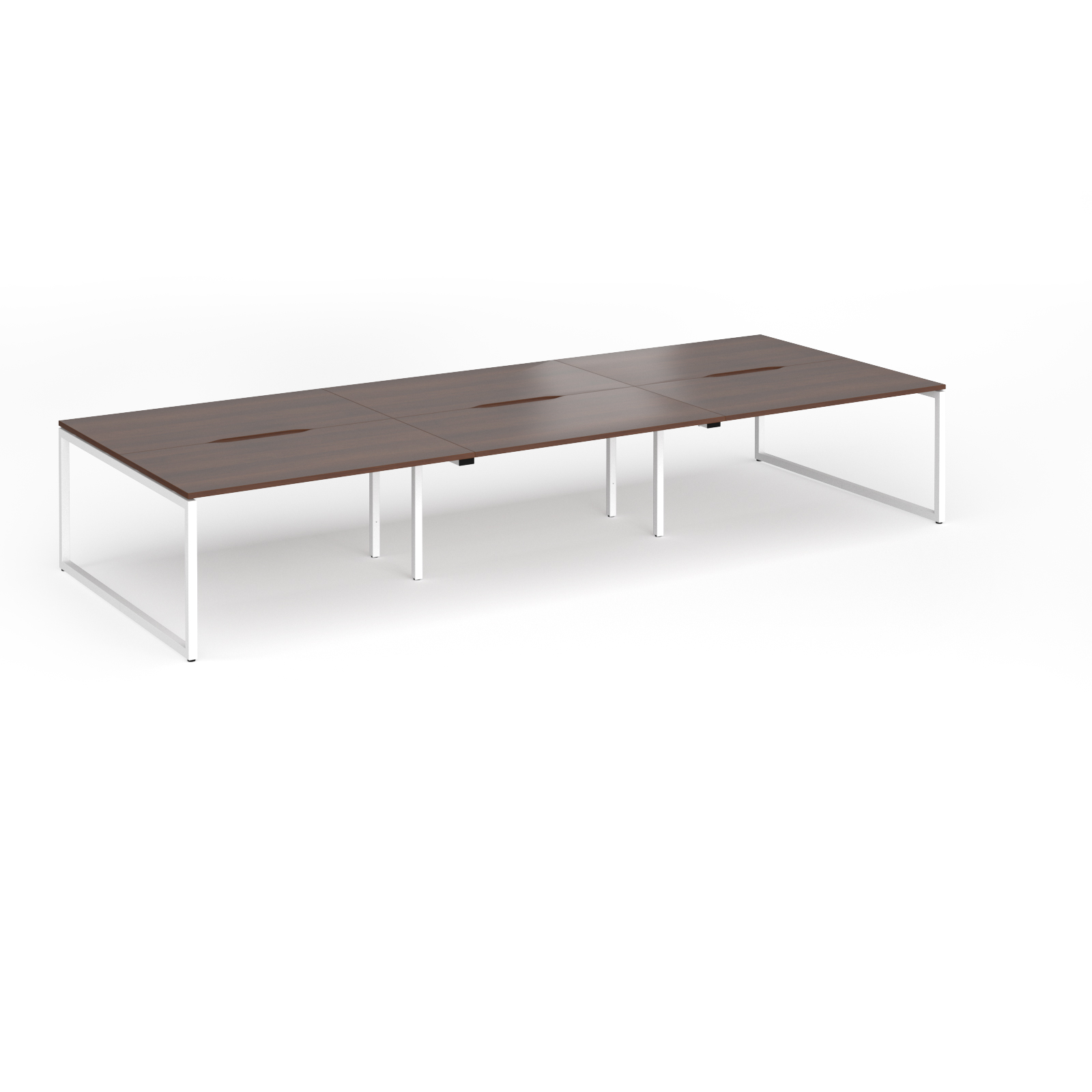 Picture of Connex Plus O Frame 4200 x 1600 x 725mm Back to Back Desk ( 6 x 1400mm ) - White Frame / Walnut Top