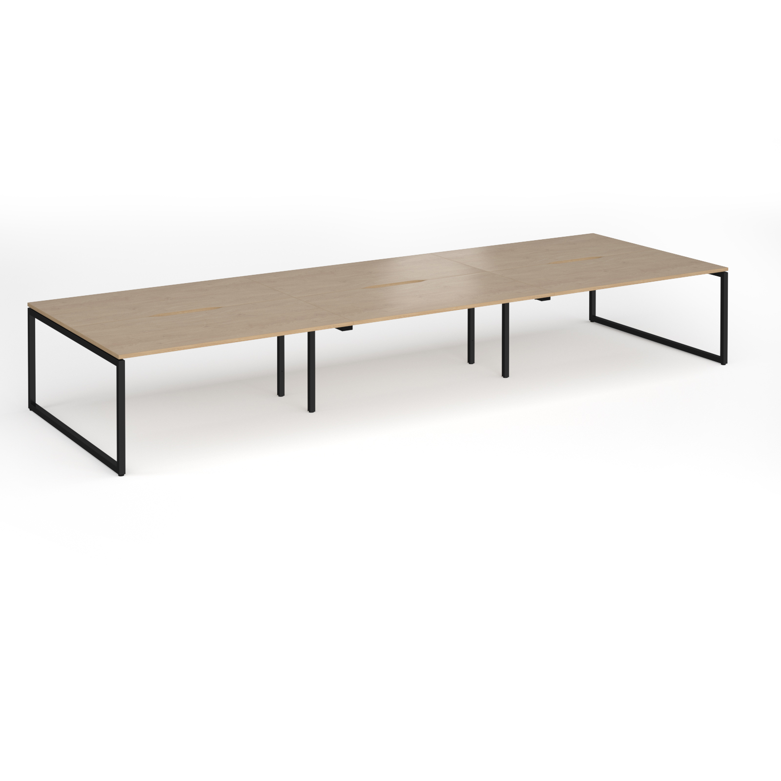 Picture of Connex Plus O Frame 4800 x 1600 x 725mm Back to Back Desk ( 6 x 1600mm ) - Black Frame / Kendal Oak Top