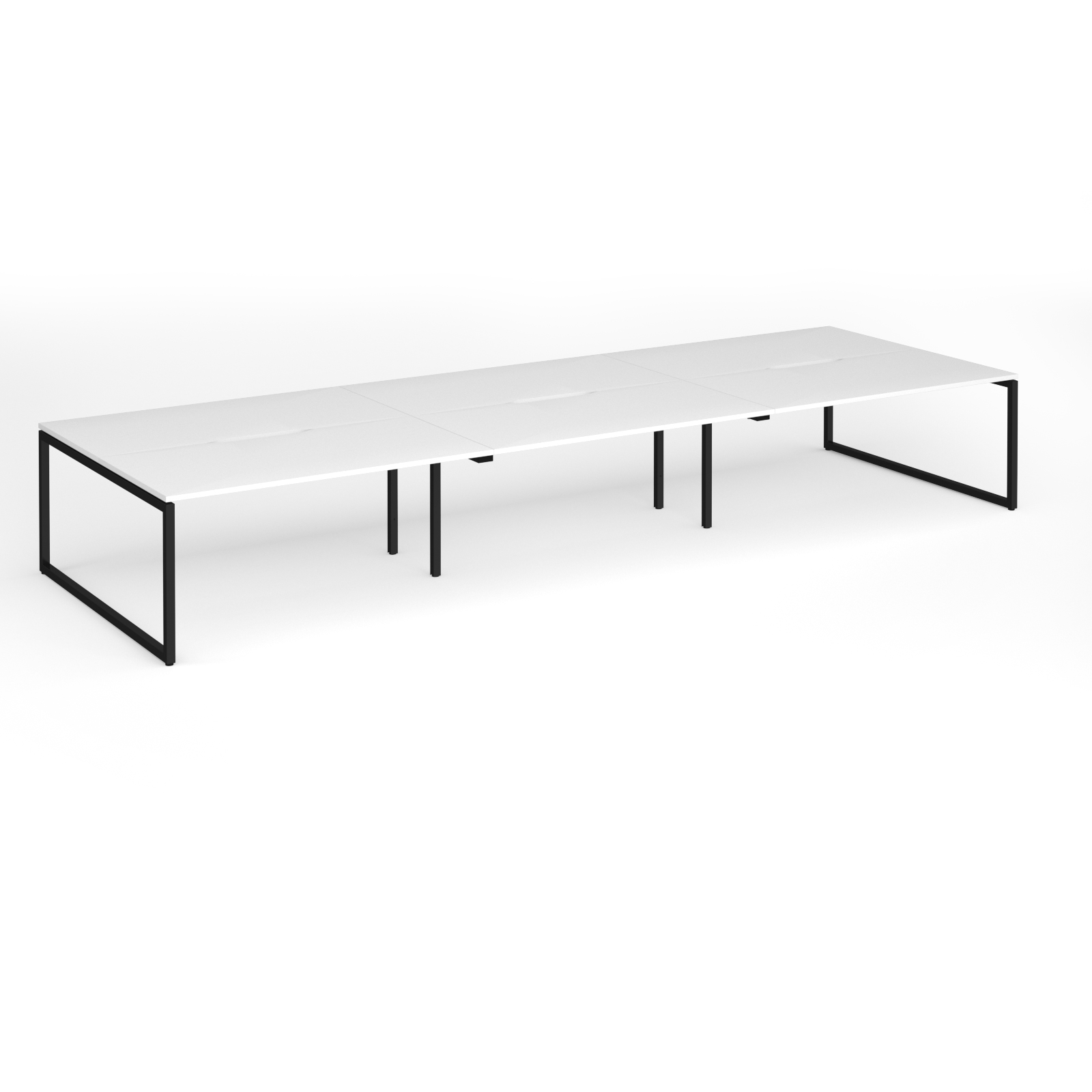 Picture of Connex Plus O Frame 4800 x 1600 x 725mm Back to Back Desk ( 6 x 1600mm ) - Black Frame / White Top