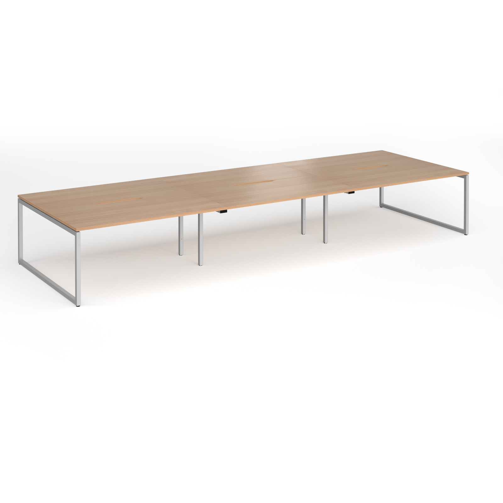 Picture of Connex Plus O Frame 4800 x 1600 x 725mm Back to Back Desk ( 6 x 1600mm ) - Silver Frame / Beech Top