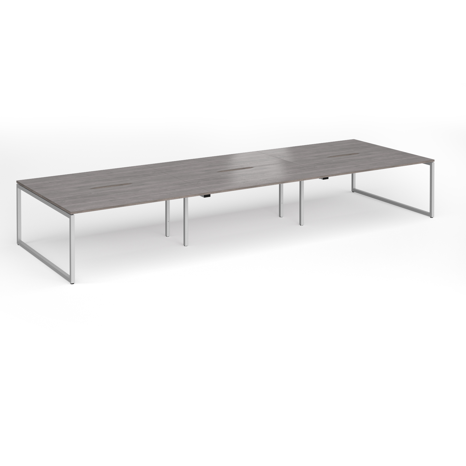 Picture of Connex Plus O Frame 4800 x 1600 x 725mm Back to Back Desk ( 6 x 1600mm ) - Silver Frame / Grey Oak Top