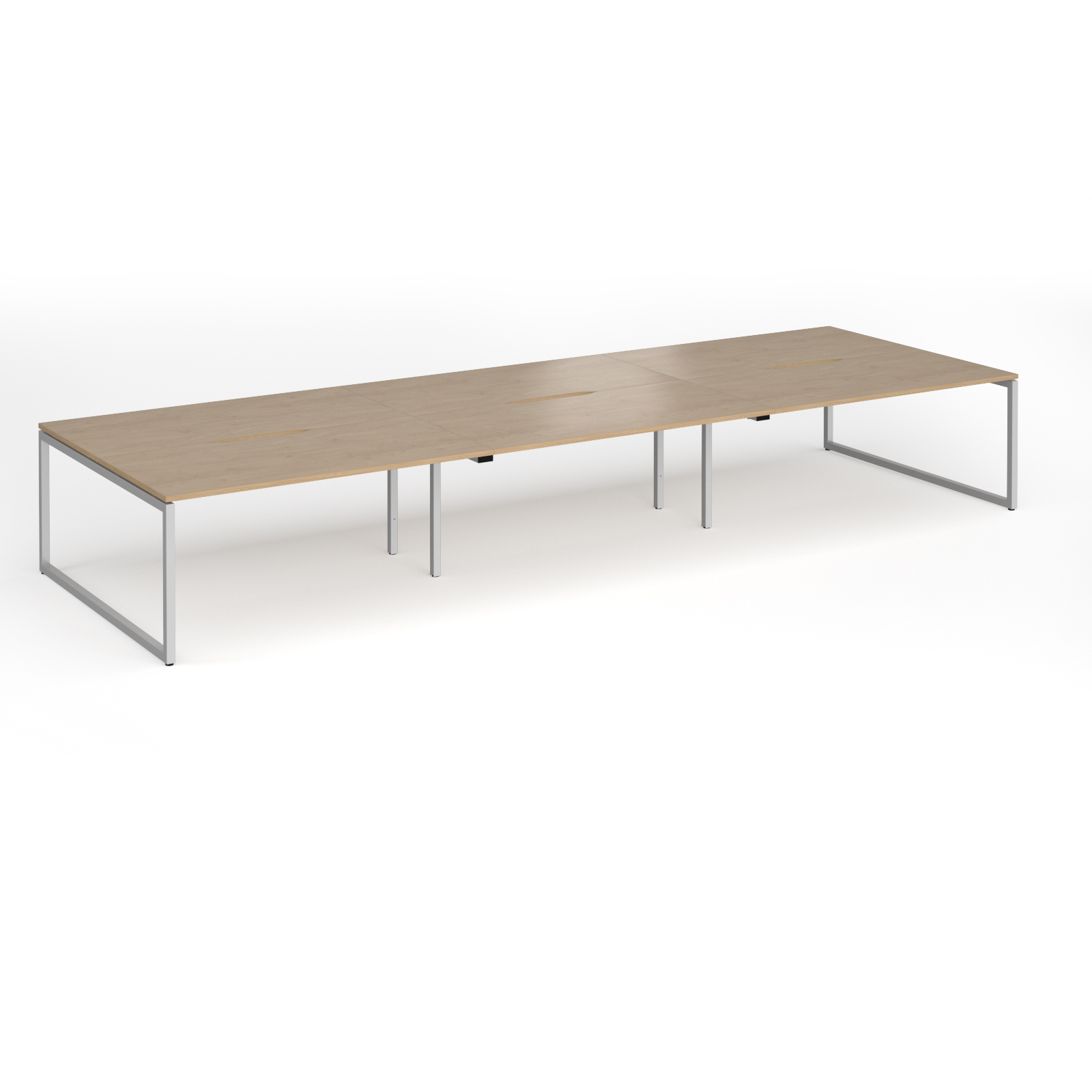 Picture of Connex Plus O Frame 4800 x 1600 x 725mm Back to Back Desk ( 6 x 1600mm ) - Silver Frame / Kendal Oak Top