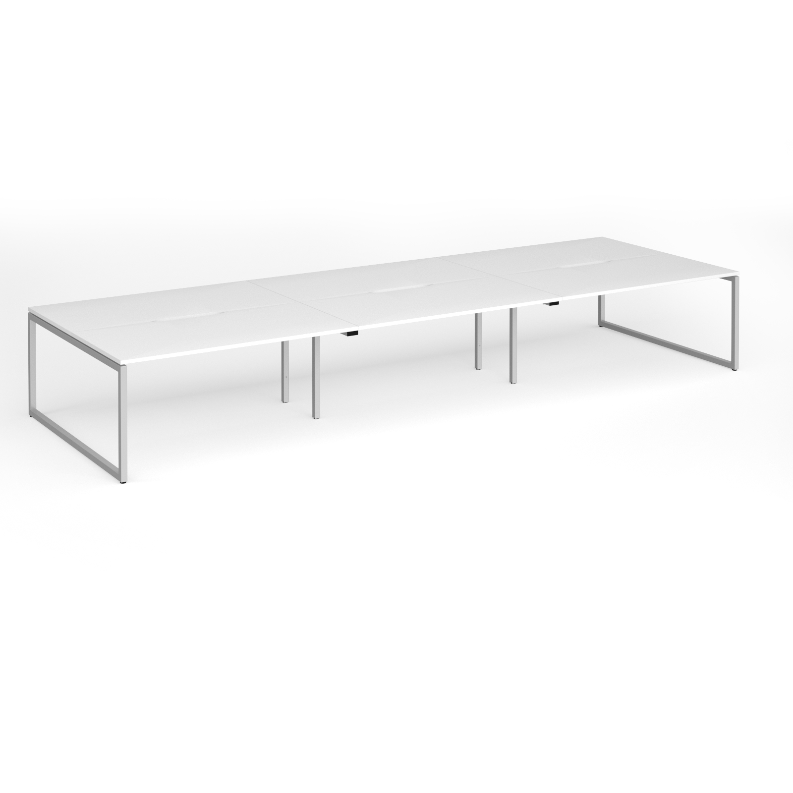 Picture of Connex Plus O Frame 4800 x 1600 x 725mm Back to Back Desk ( 6 x 1600mm ) - Silver Frame / White Top