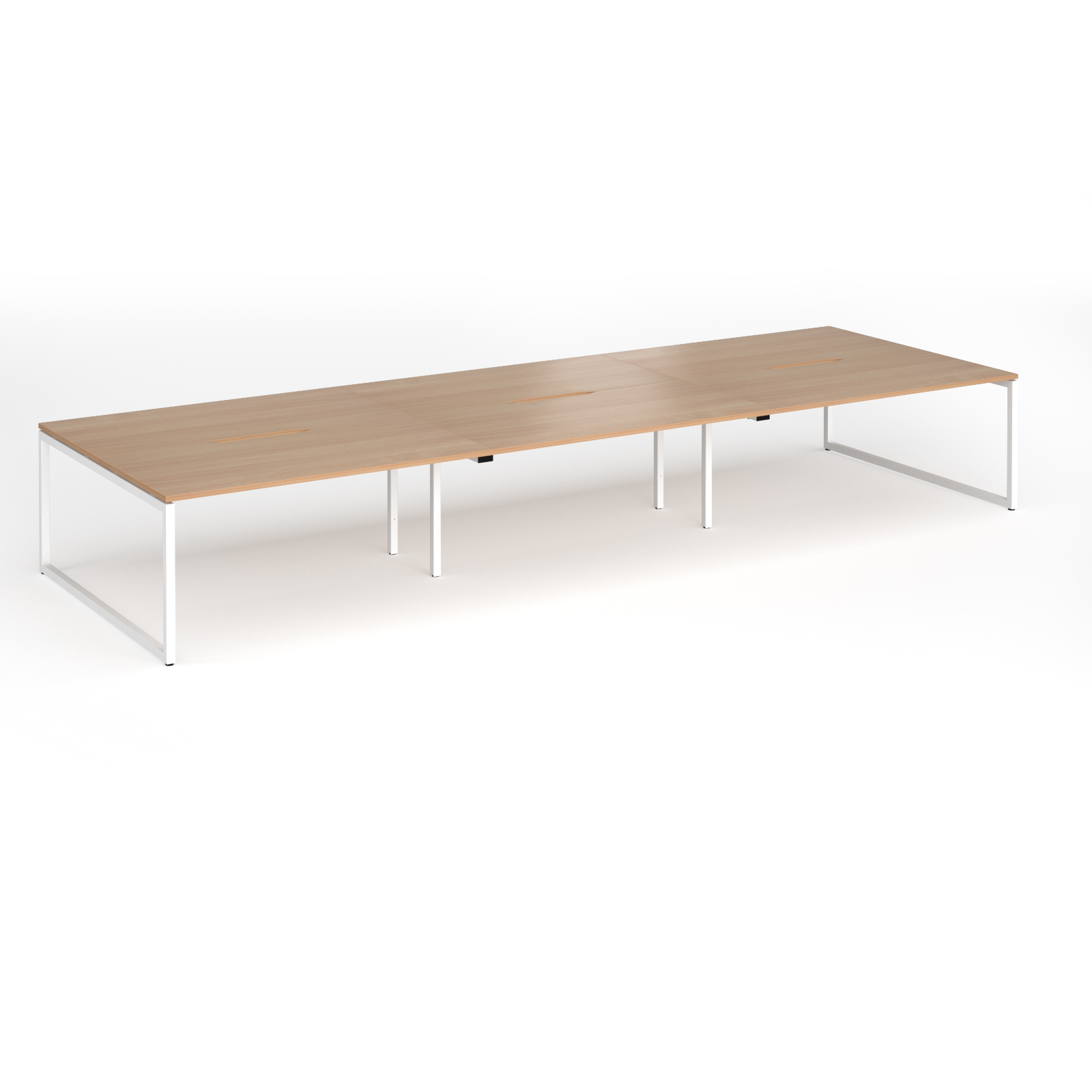 Picture of Connex Plus O Frame 4800 x 1600 x 725mm Back to Back Desk ( 6 x 1600mm ) - White Frame / Beech Top