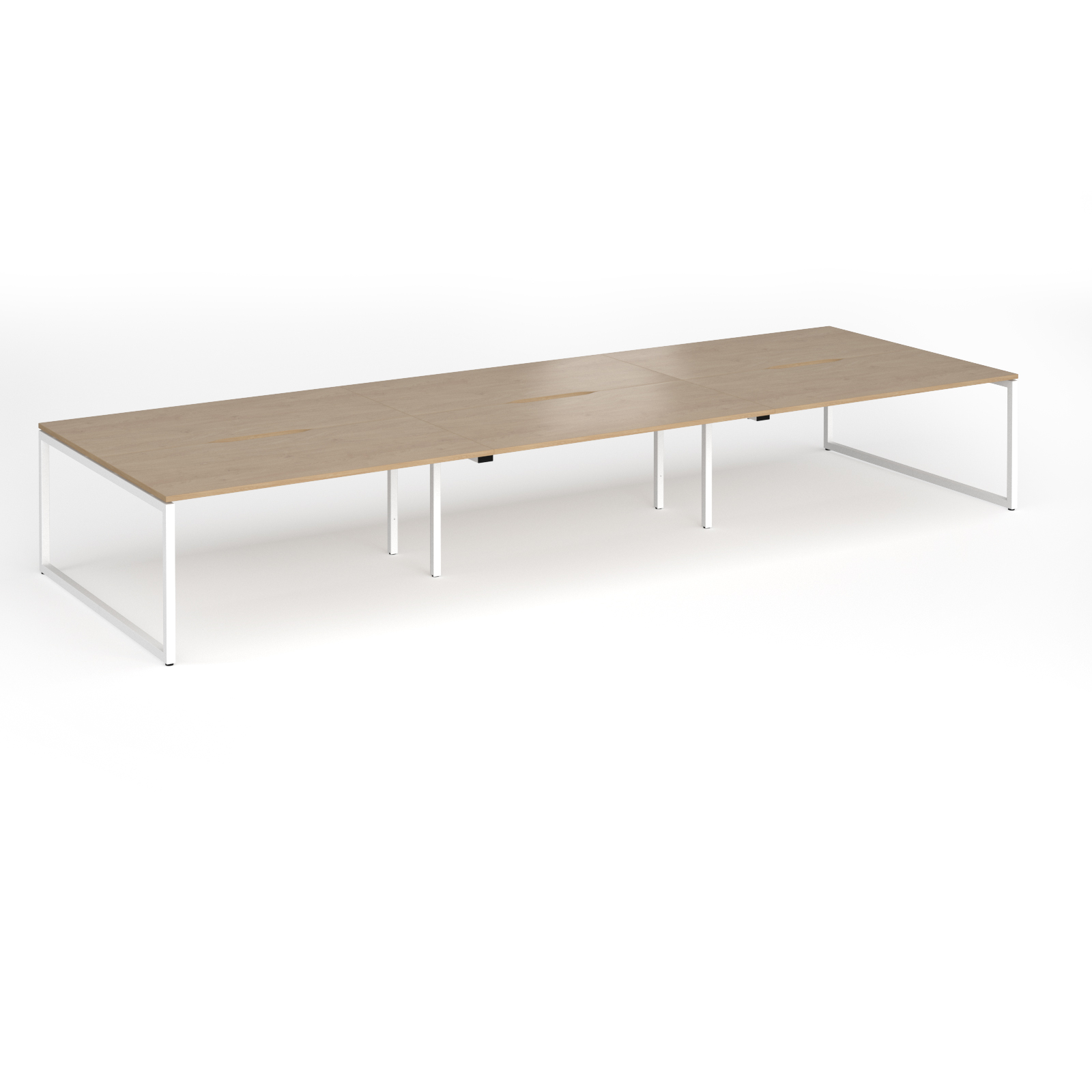 Picture of Connex Plus O Frame 4800 x 1600 x 725mm Back to Back Desk ( 6 x 1600mm ) - White Frame / Kendal Oak Top
