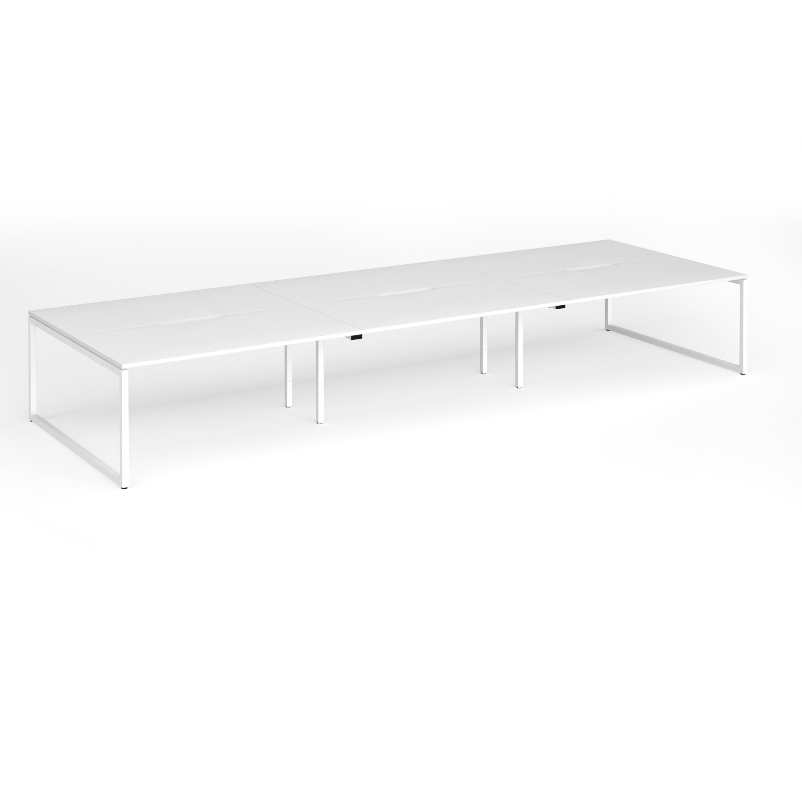 Picture of Connex Plus O Frame 4800 x 1600 x 725mm Back to Back Desk ( 6 x 1600mm ) - White Frame / White Top